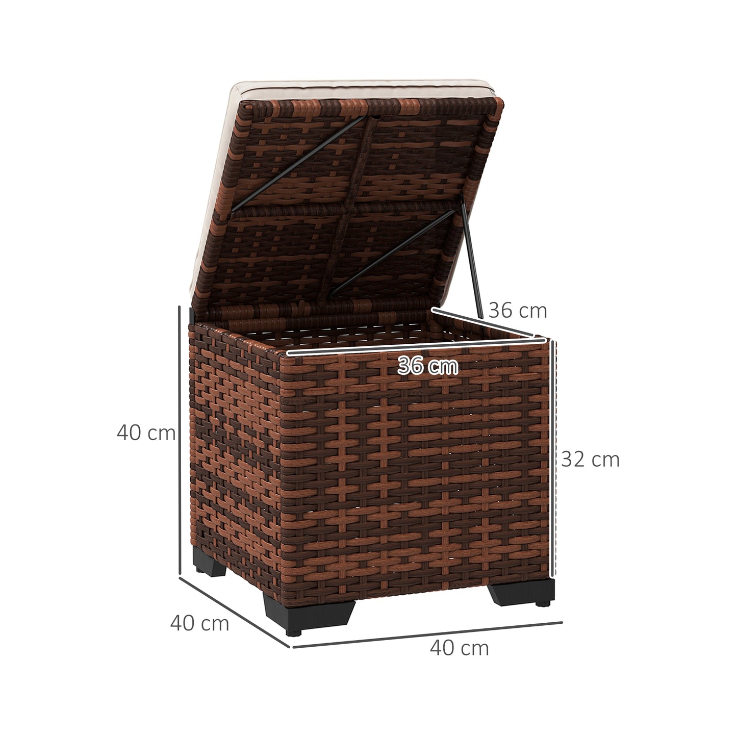 Set of 2 Rattan Storage Ottoman