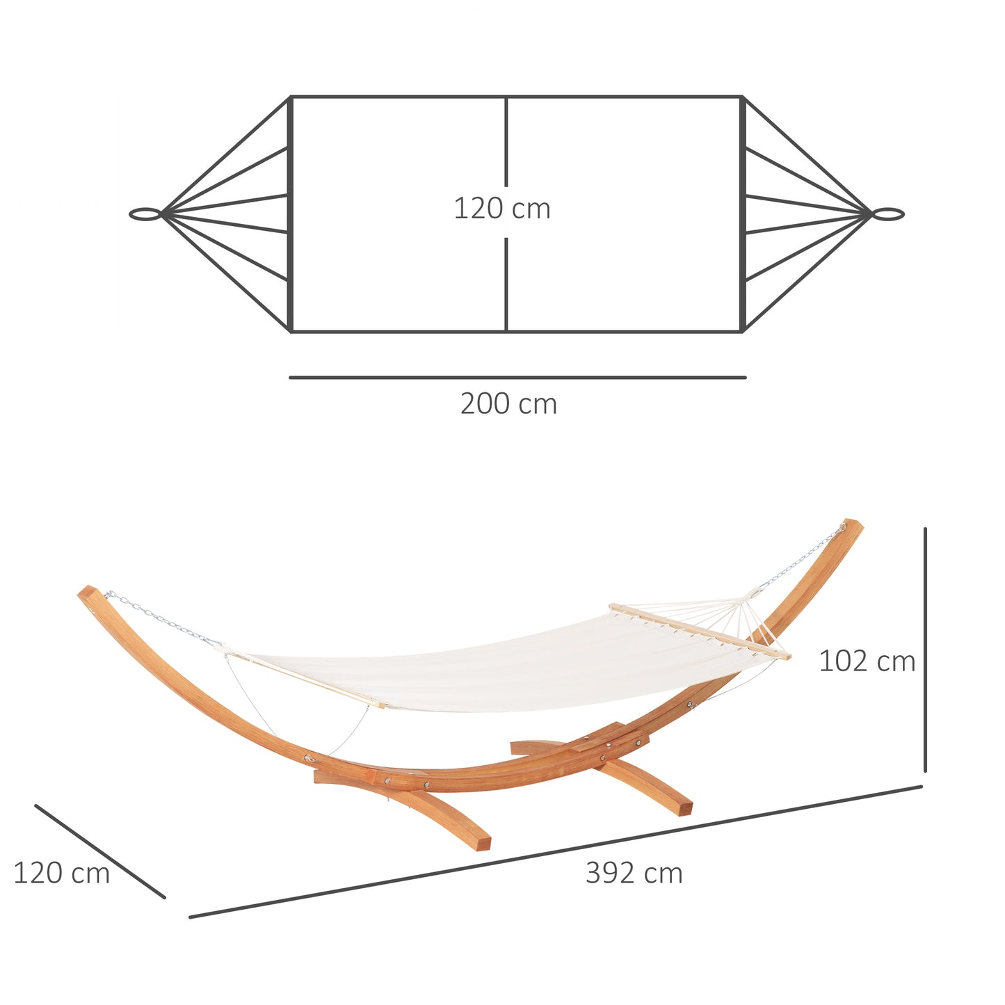 Outdoor Garden Hammock with Wooden Stand Swing Hanging Bed for Patio