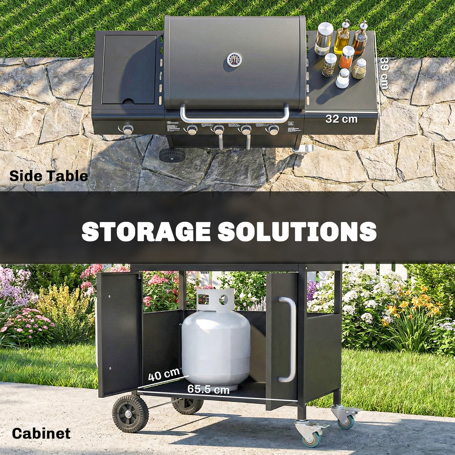 4+1 Burner Gas BBQ Grill with Storage Cabinet