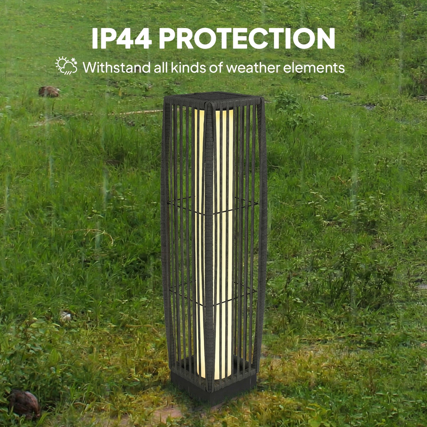 Solar Rattan Floor Lamp, Outdoor Garden Lantern