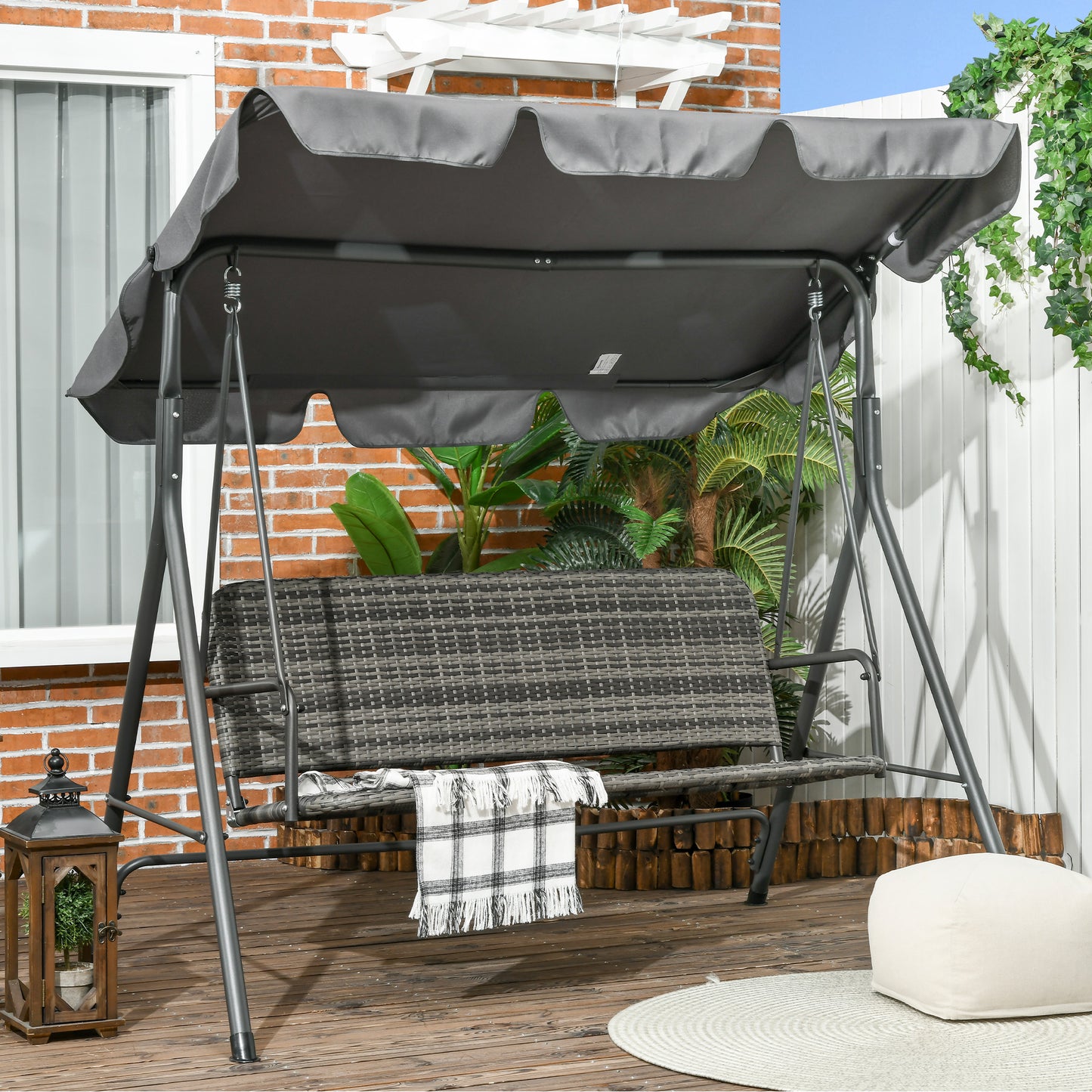 3-Seater Outdoor PE Rattan Swing Chair