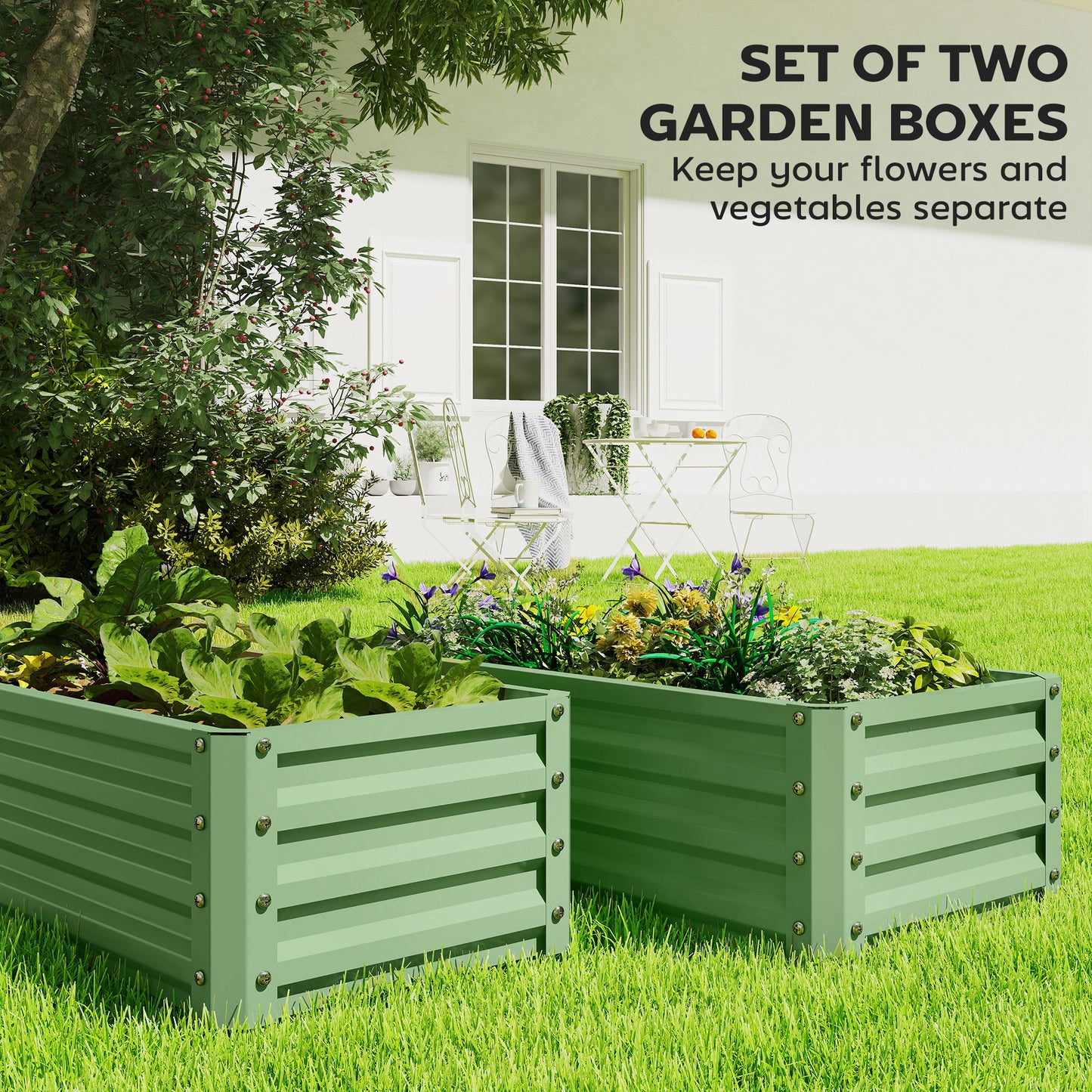 Set of Two 110 x 50cm Steel Planter Boxes