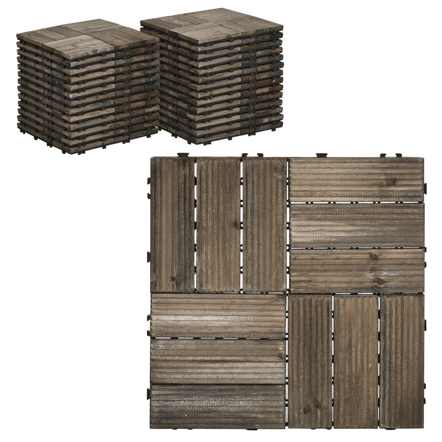 27 Pcs Wooden Interlocking Decking Tiles