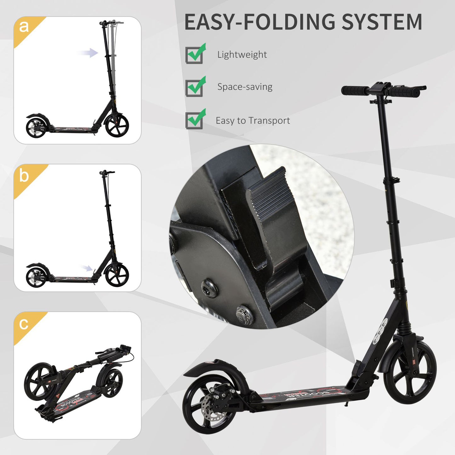 Kick Scooter, Folding 2 Wheel Scooter with Dual Brake System