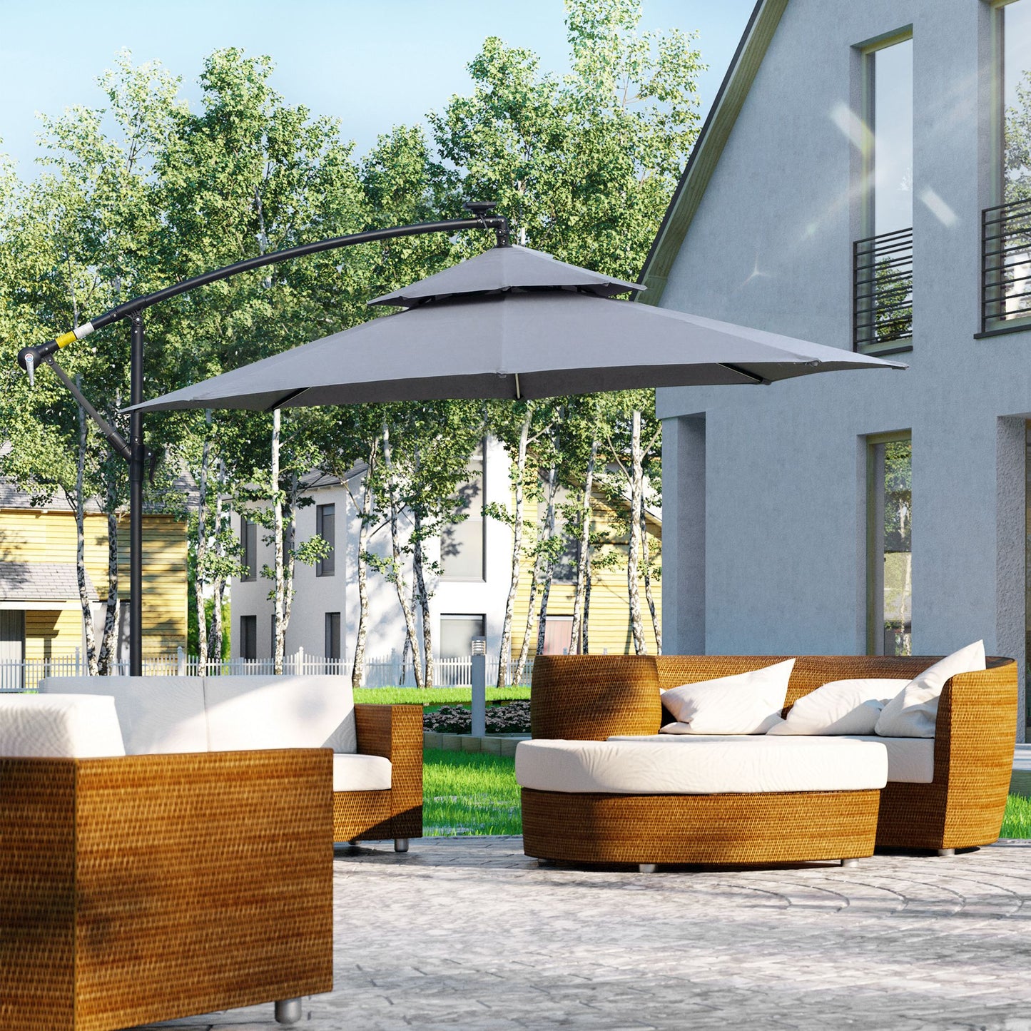 3m LED Light Overhanging Parasol
