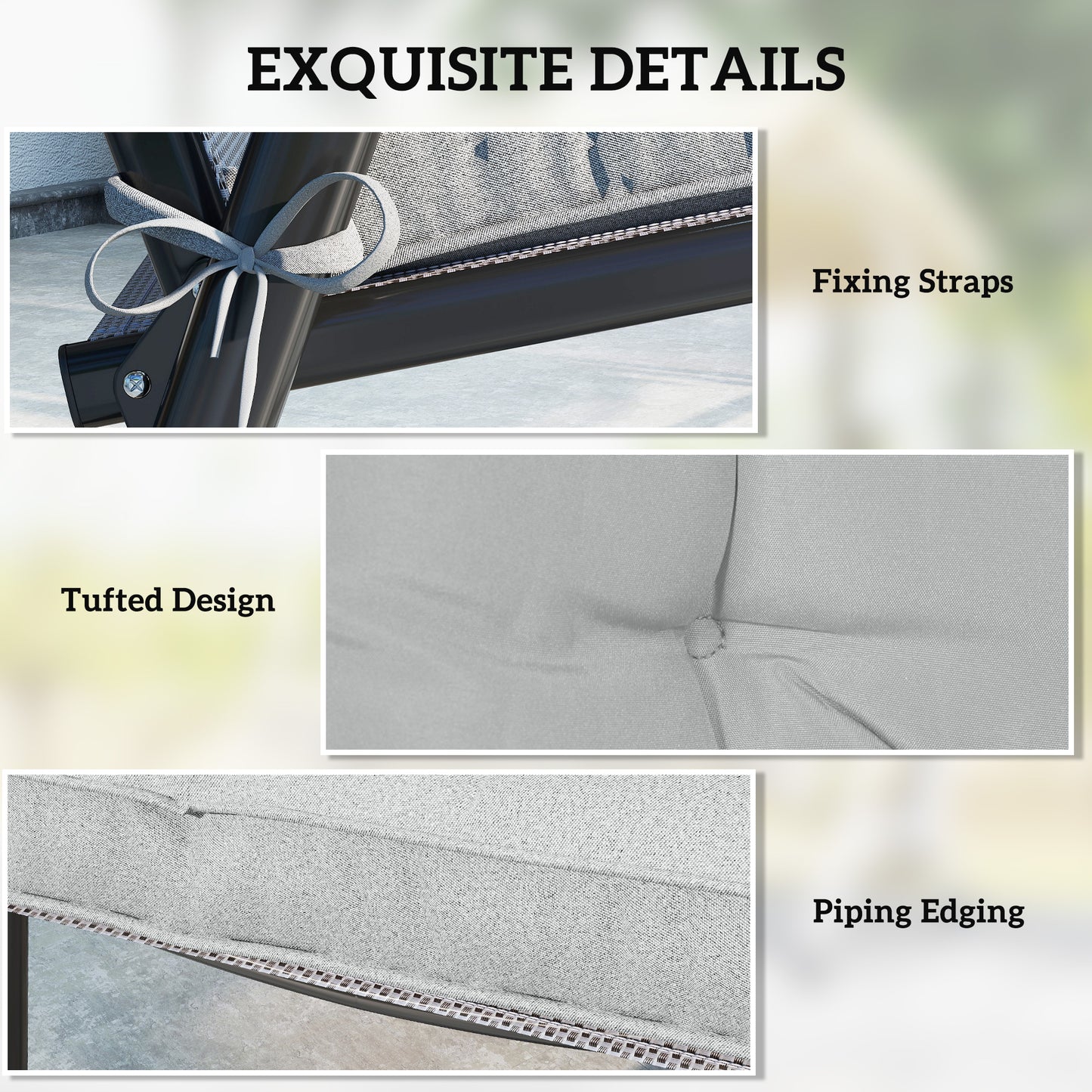 Garden Seat Cushion with Ties