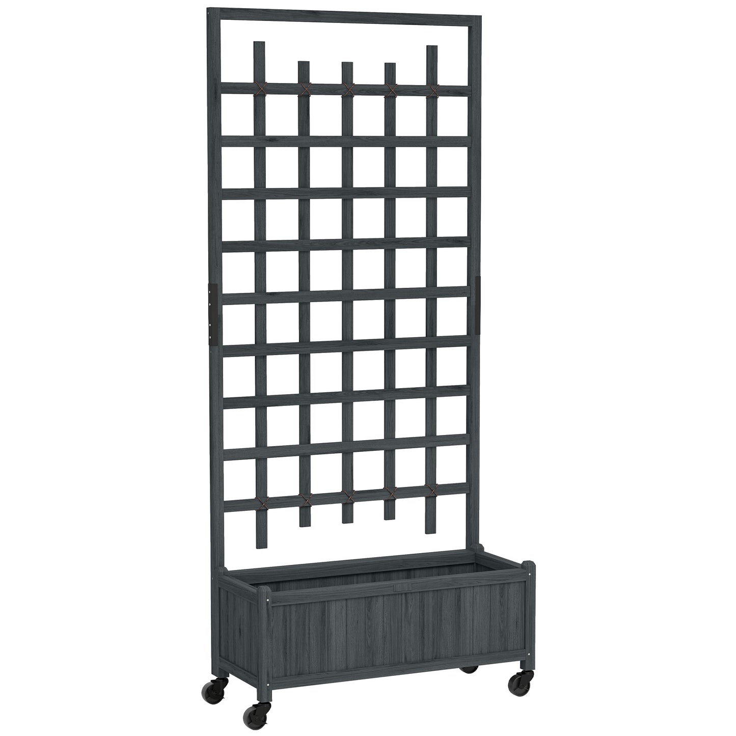 Wooden Trellis Planter, Raised Garden Bed with Wheels