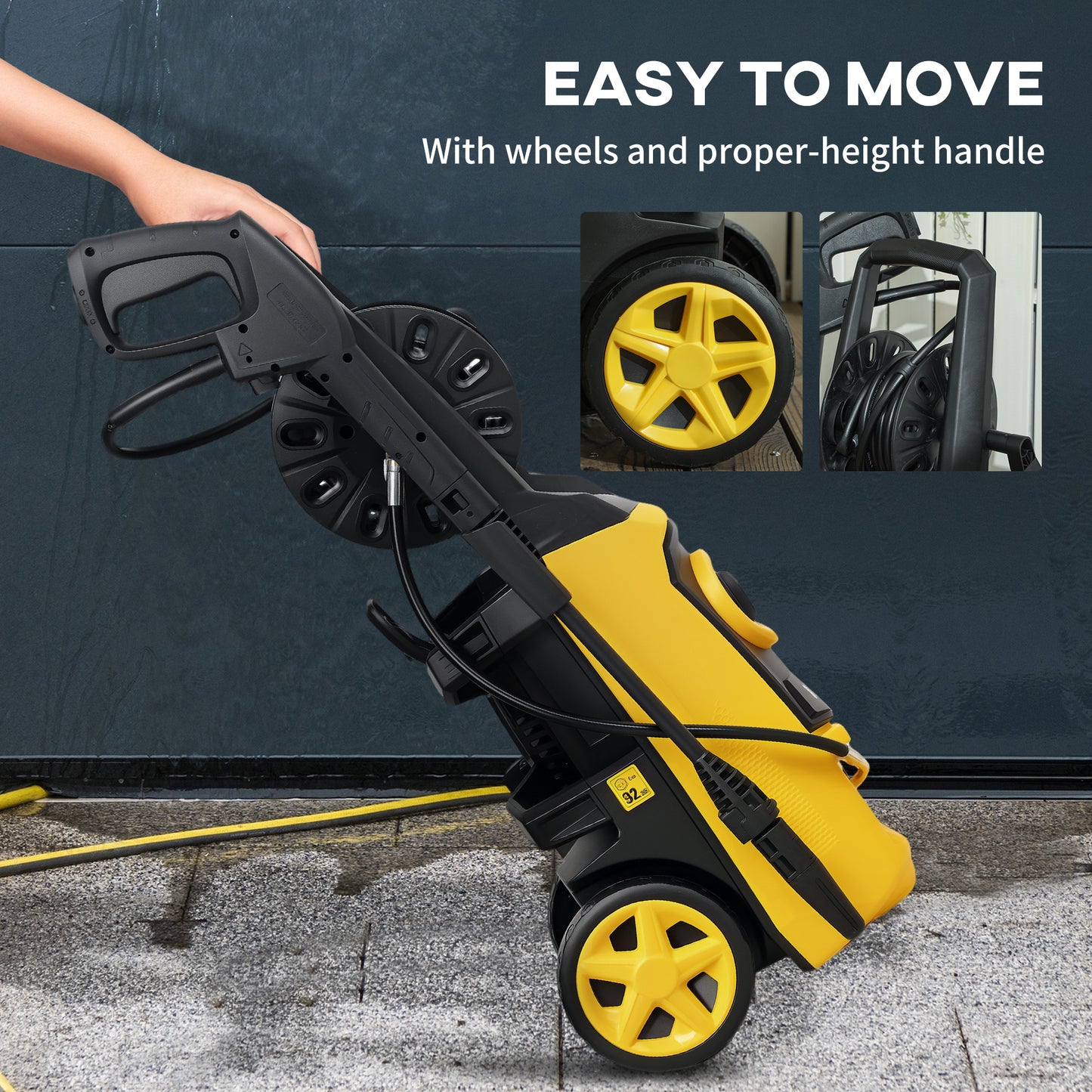 1800W High Pressure Washer, 150 Bar Pressure, 510 L/h Flow