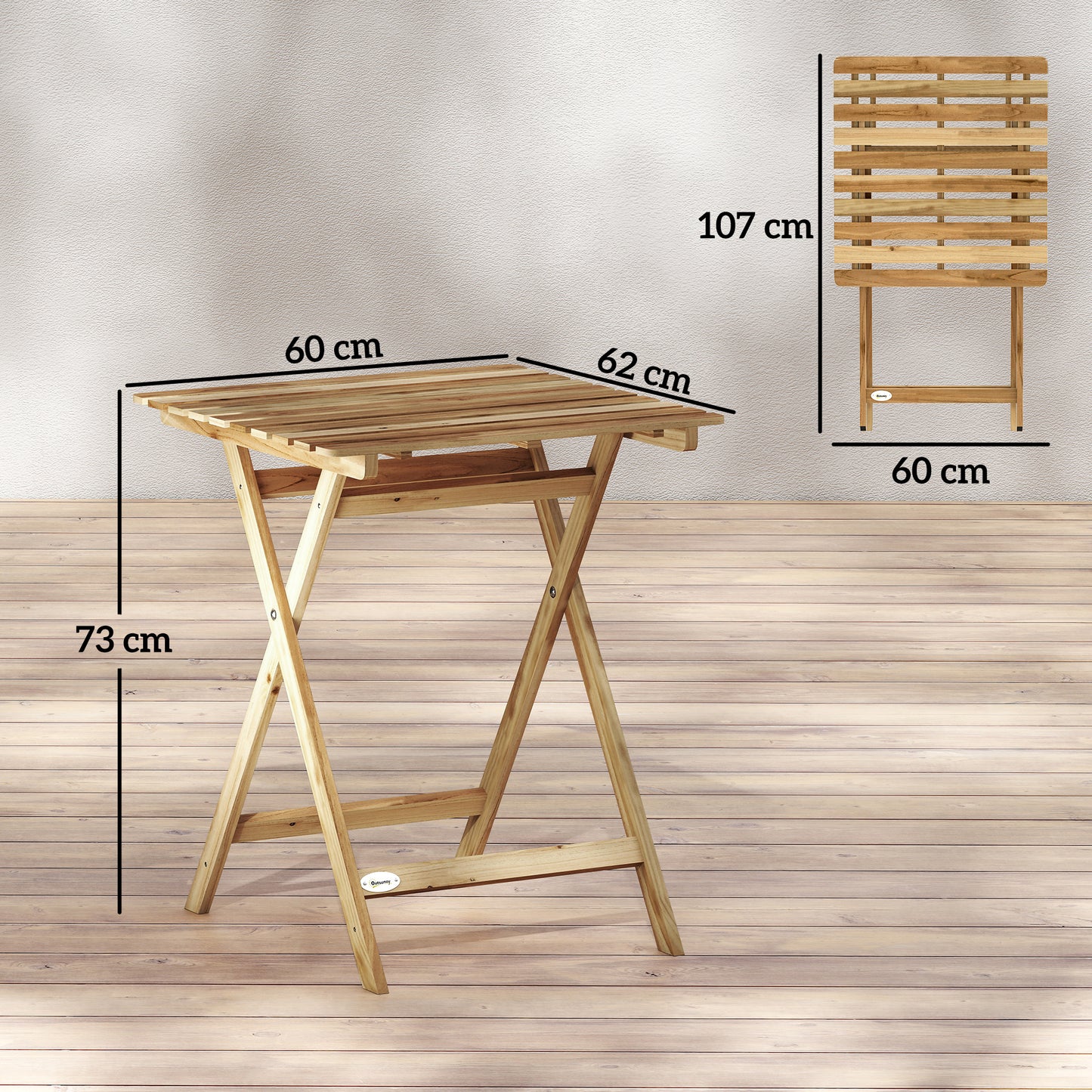 Outdoor Coffee Table Foldable Wooden Garden Table for Patio Balcony