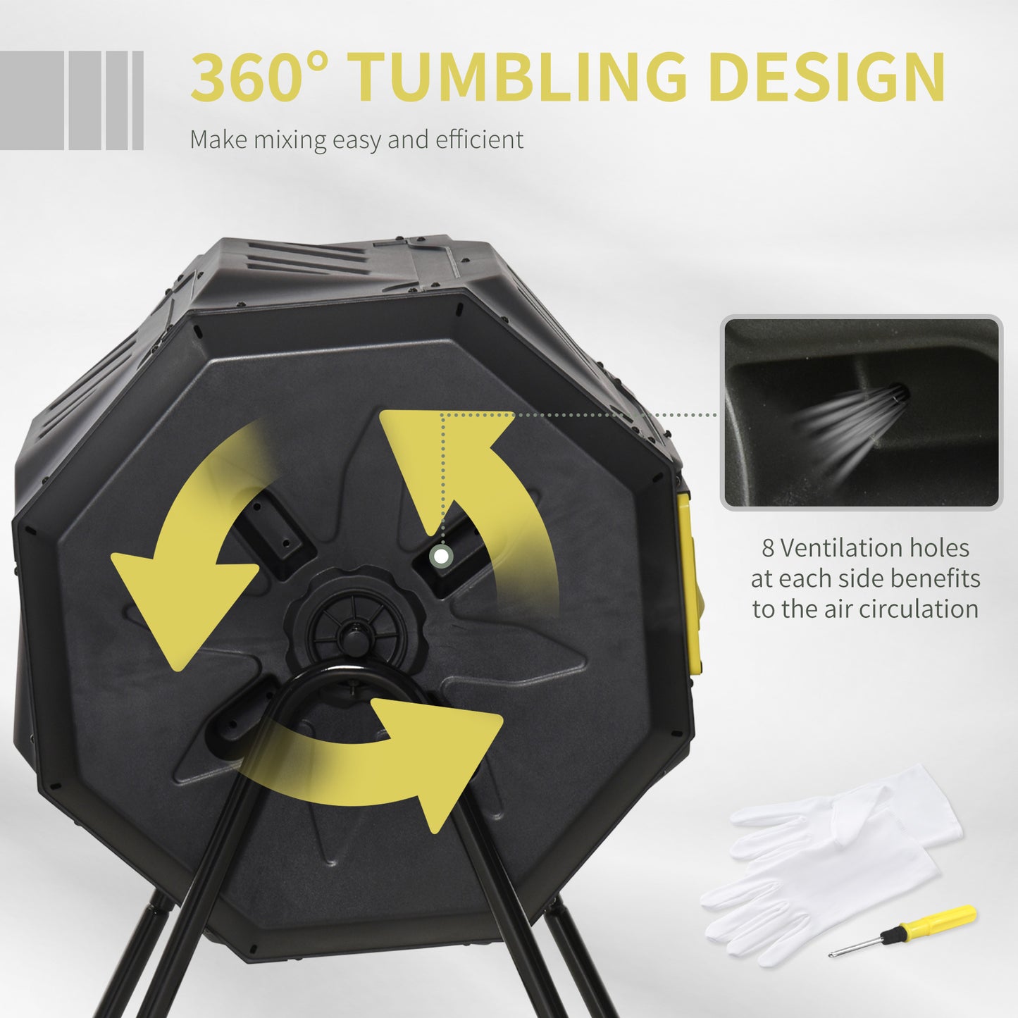 160L 360° Rotating Dual Chamber Composter