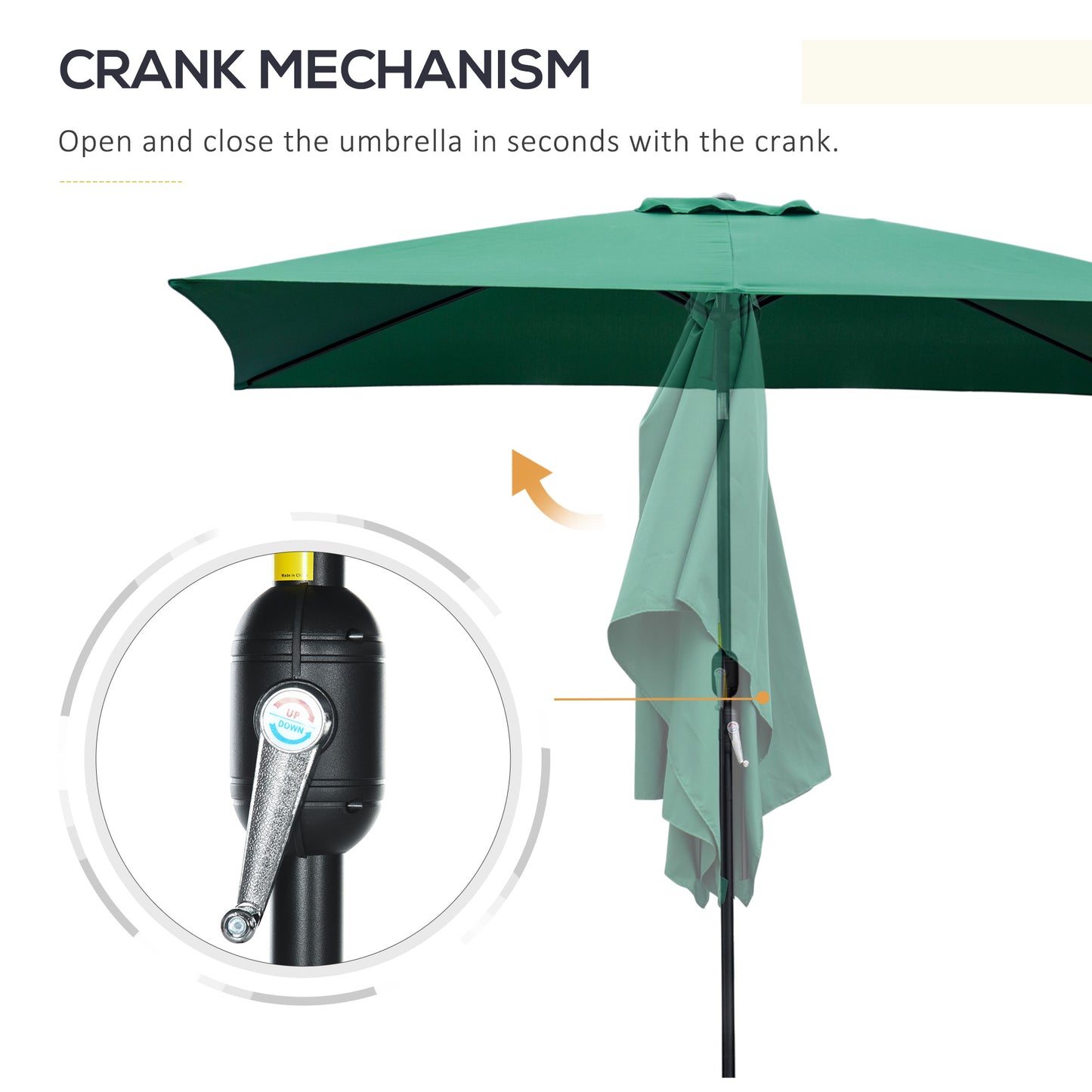 3x2m Garden Parasol Umbrella with Aluminium Pole, Tilt and Crank