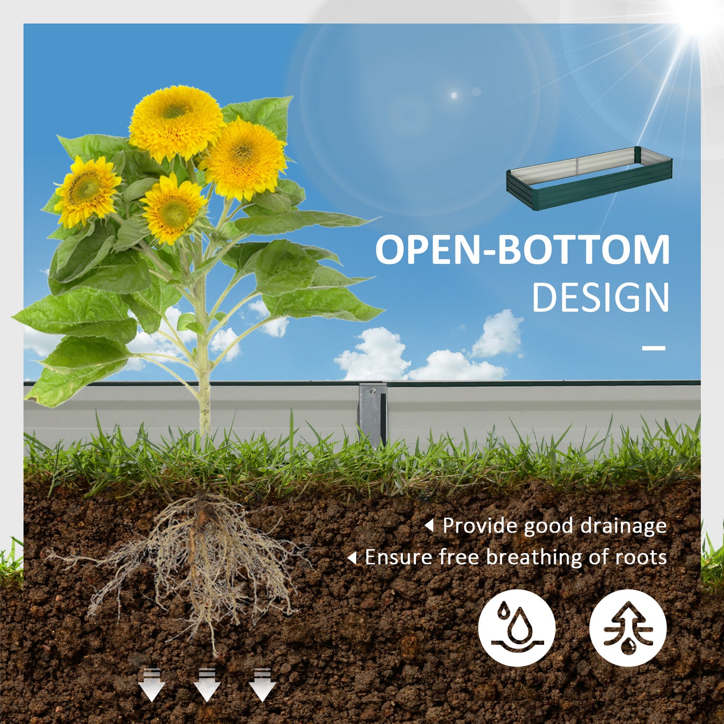Metal Raised Garden Bed Planter Box Outdoor Planters
