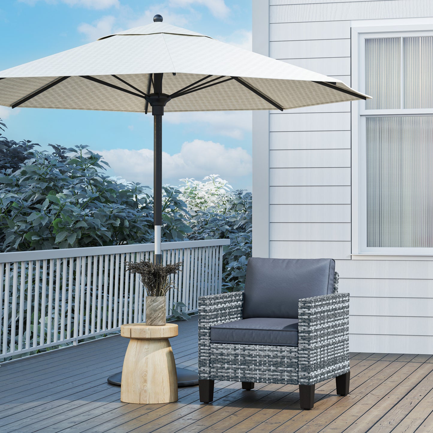 Single Rattan Armchair, with Cushions
