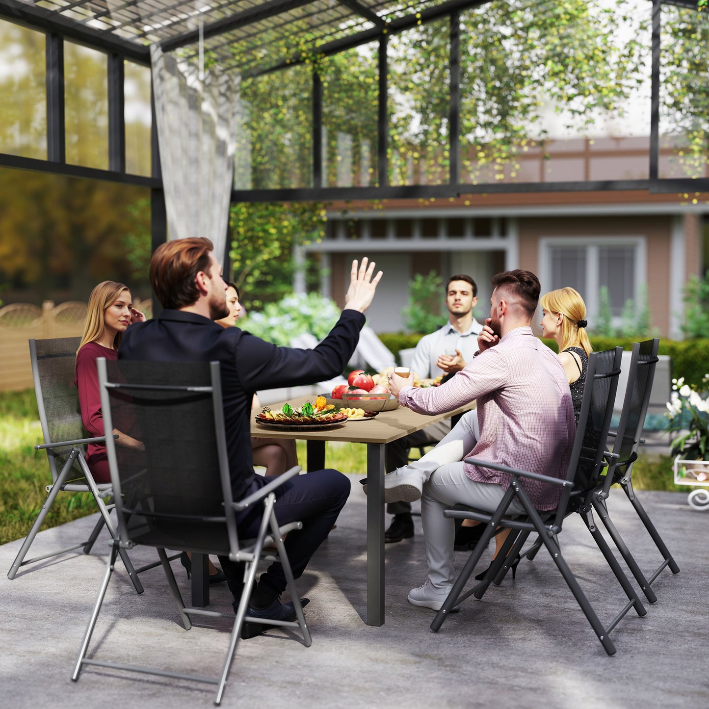 Garden Dining Table for 6 with Parasol Hole