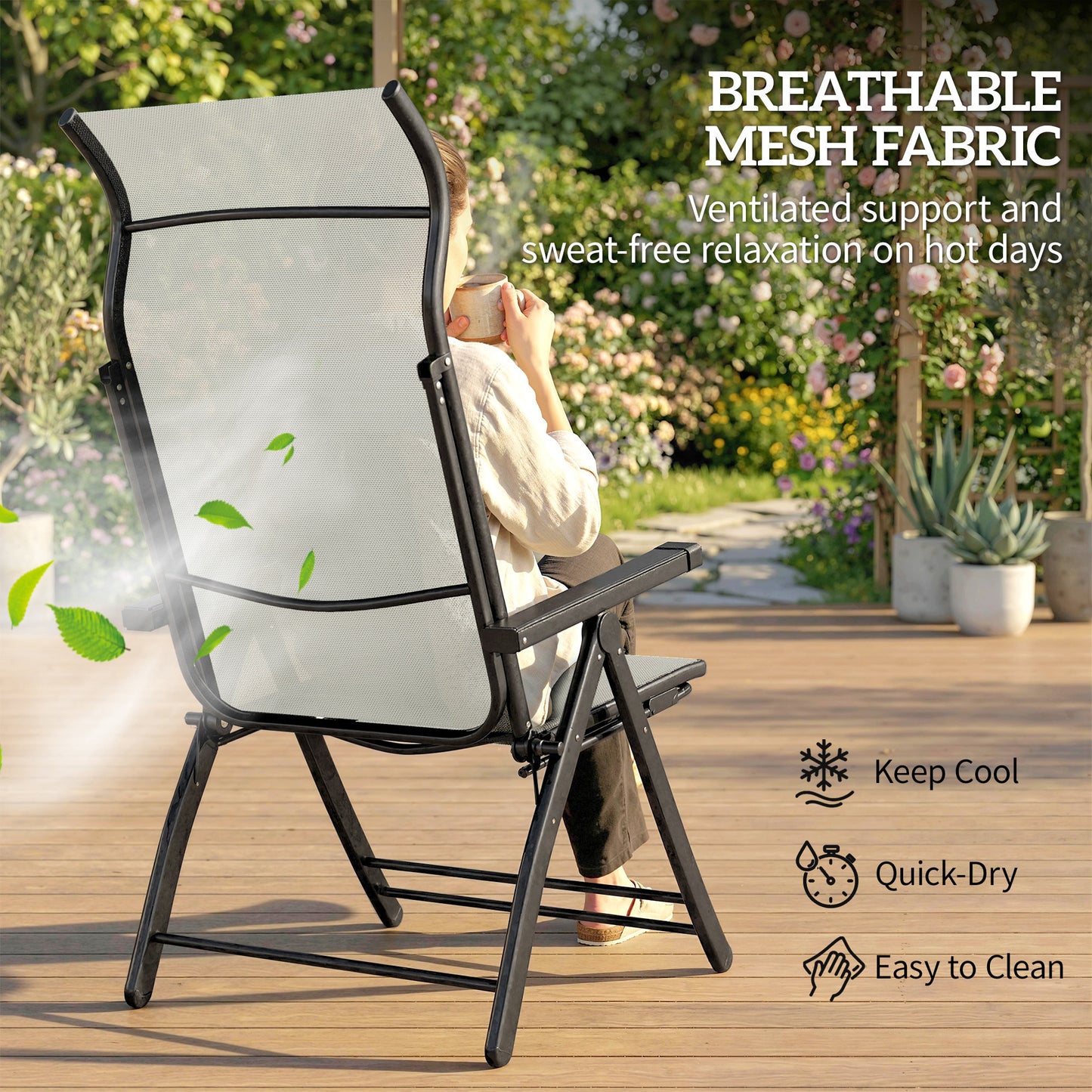 Reclining Garden Chairs Set of 2