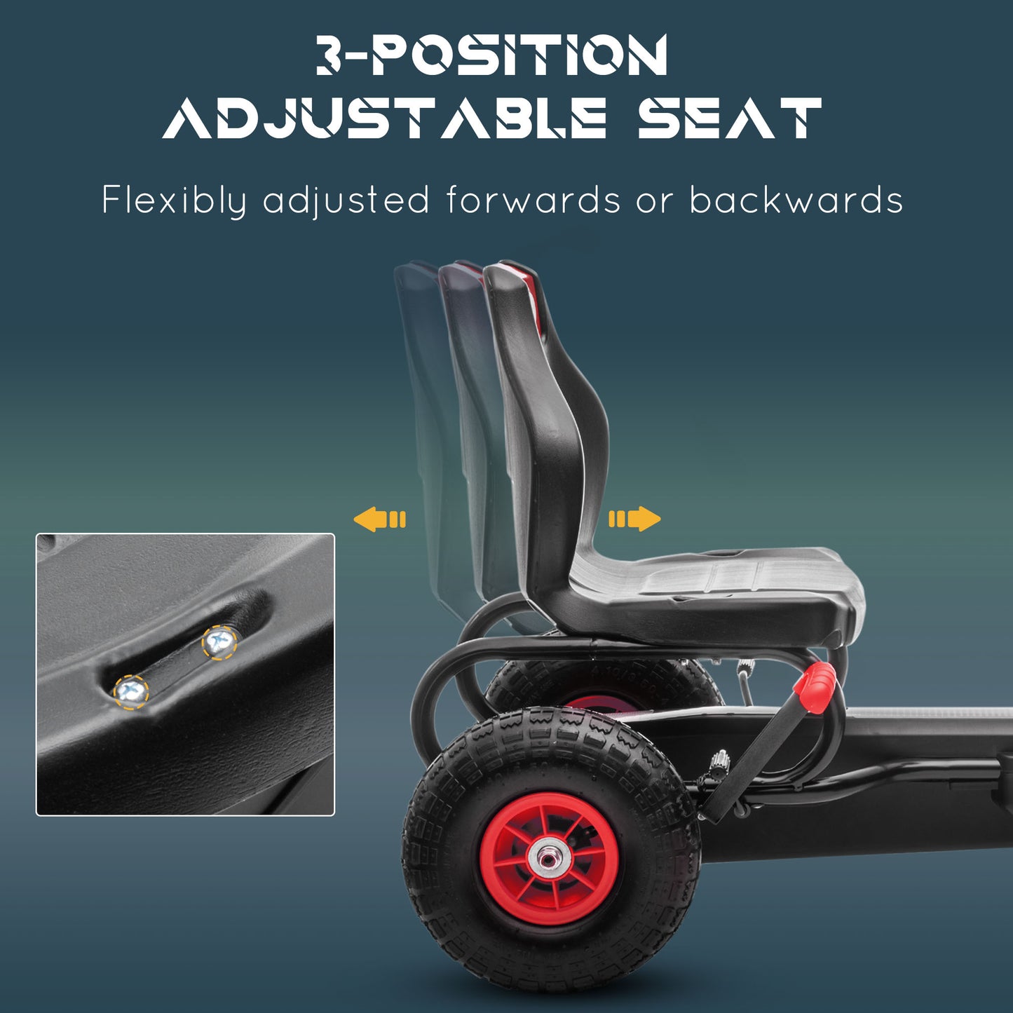 Kids Pedal Go Kart, with Adjustable Seat, Inflatable Tyres