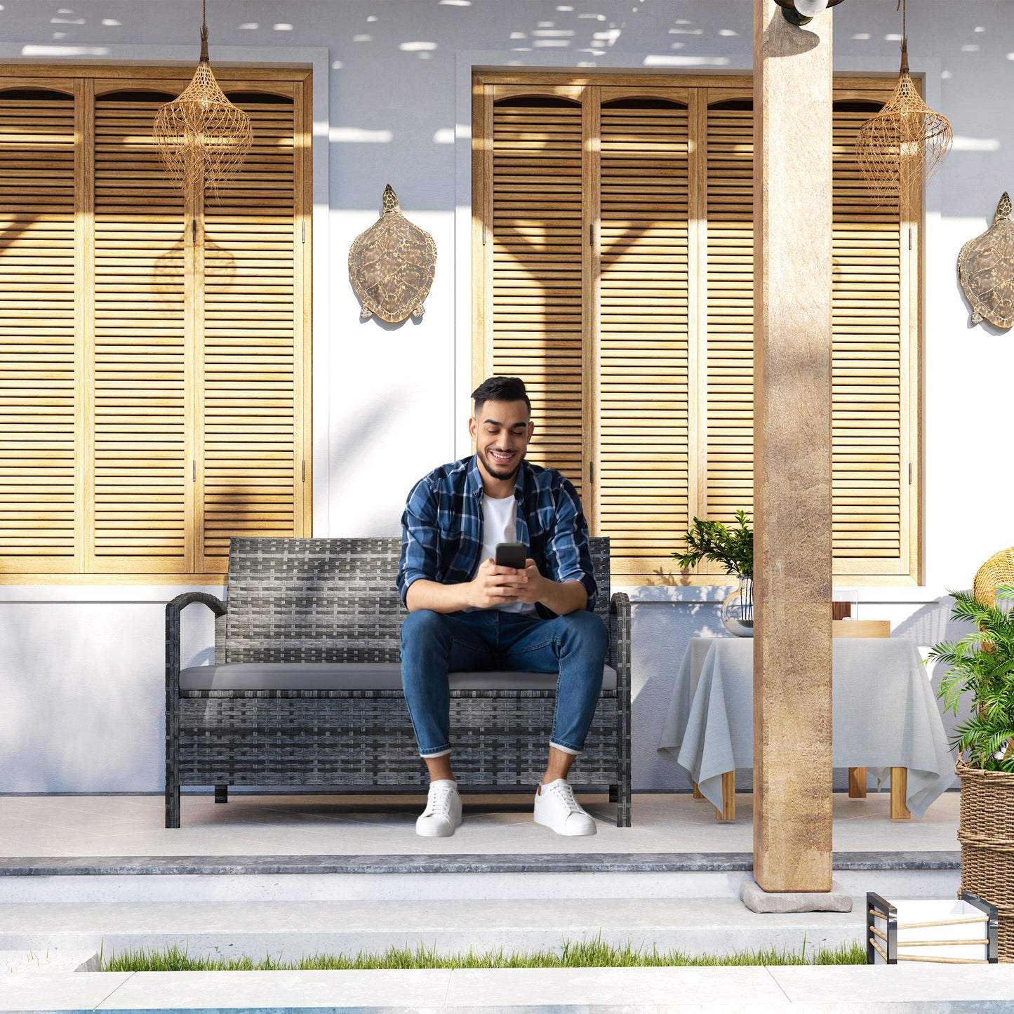 125L Storage Garden Bench, with Cushion