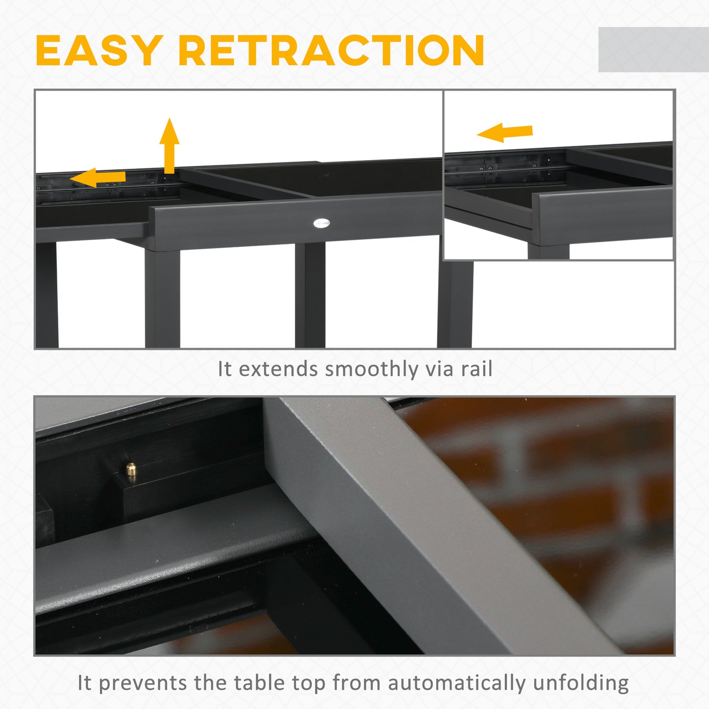 Extending Garden Table, Outdoor Dining Table with Aluminium Frame