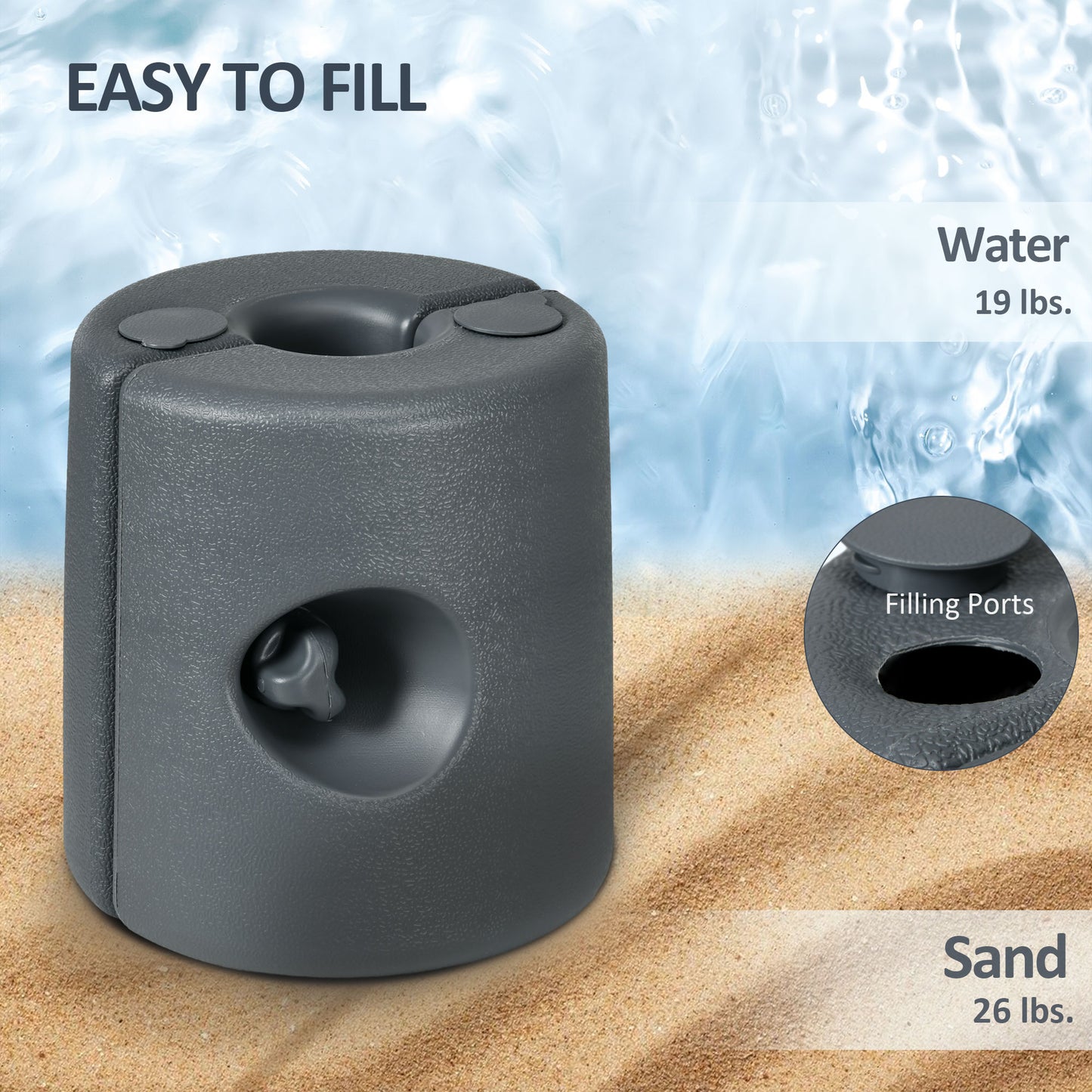 HDPE Tent Weights Set of 4, Canopy Weights, Fill with Water or Sand