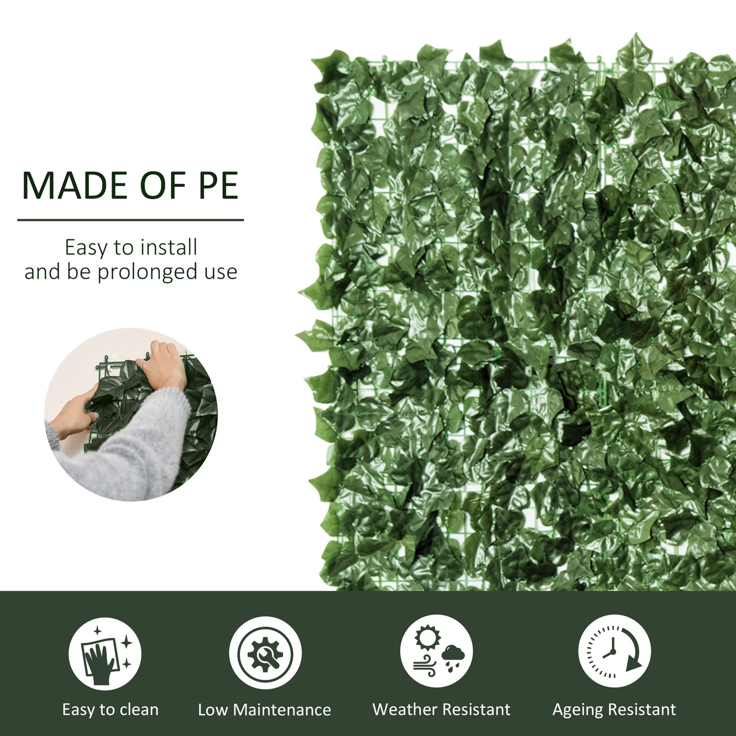 4-Piece Artificial Leaf Hedge Screen Privacy Fence Panel