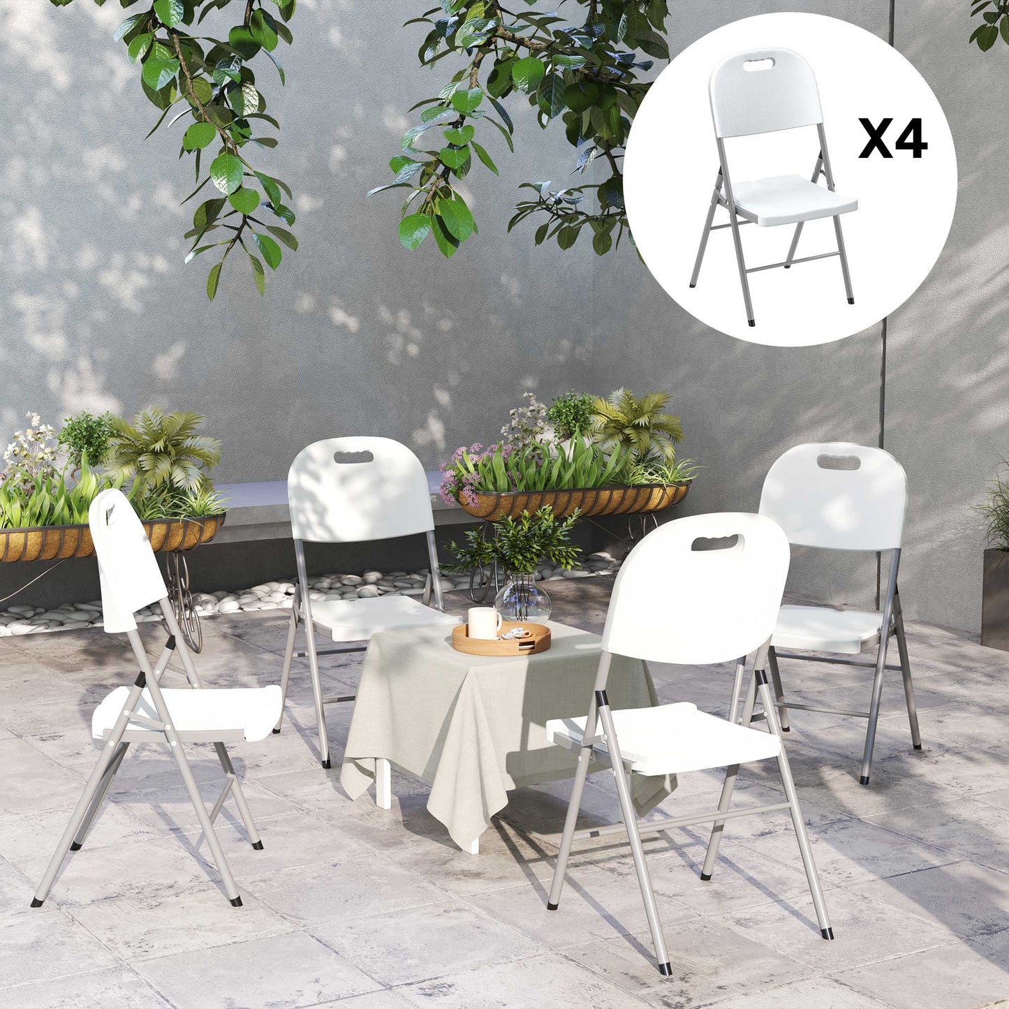 Set of Four Foldable Outdoor Chairs