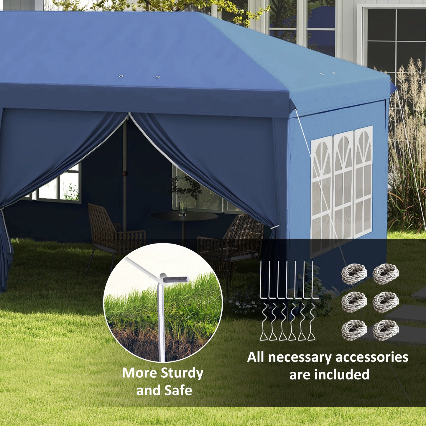 3 x 6m Pop-Up Gazebo, with Curtain Walls and Windows