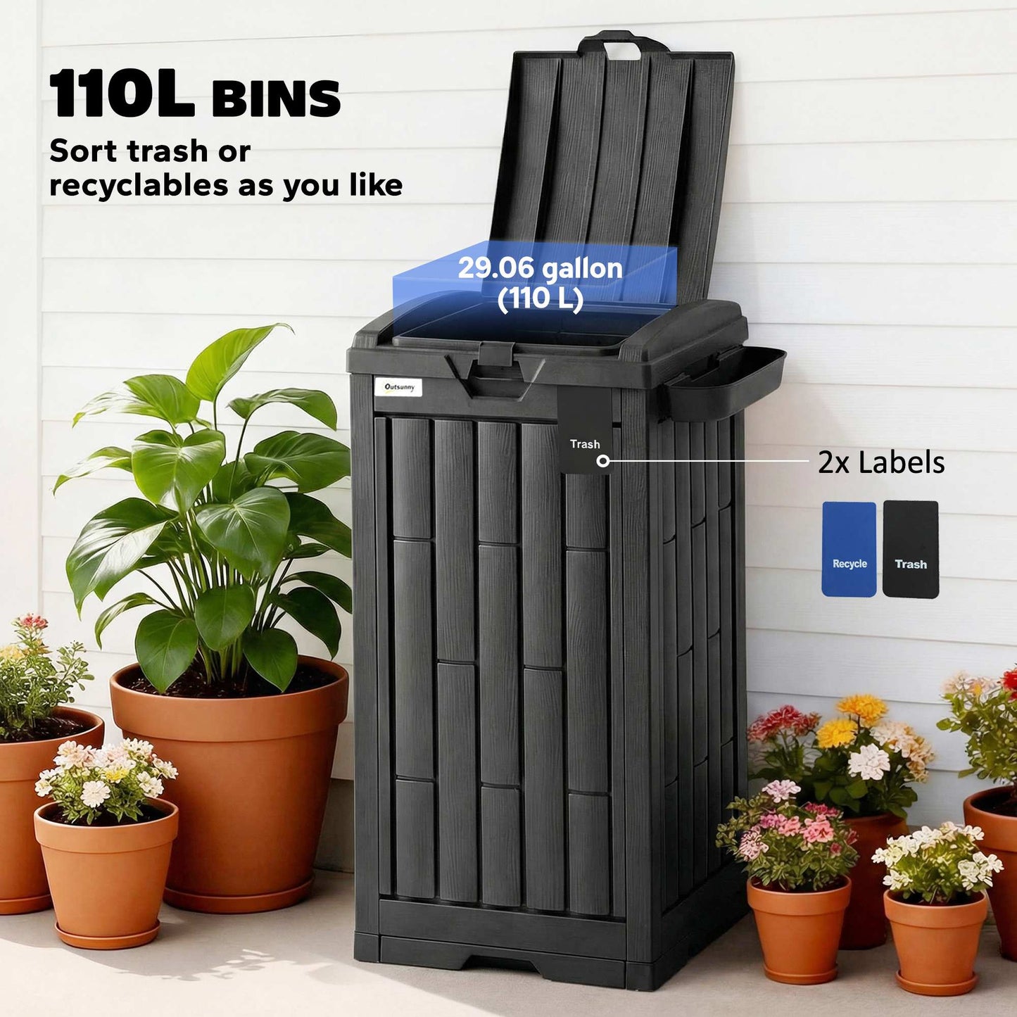 110 L Outdoor Bin with Dual Lid