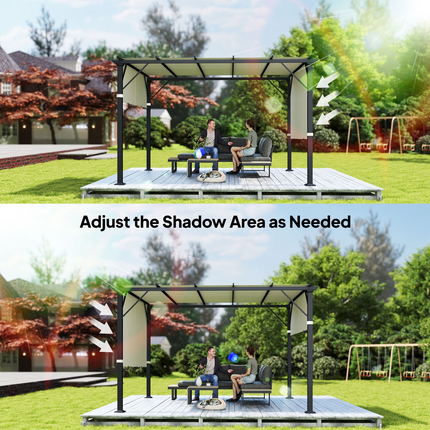 2 Pcs UV Protection Pergola Replacement Canopy, Pergola Shade Cover