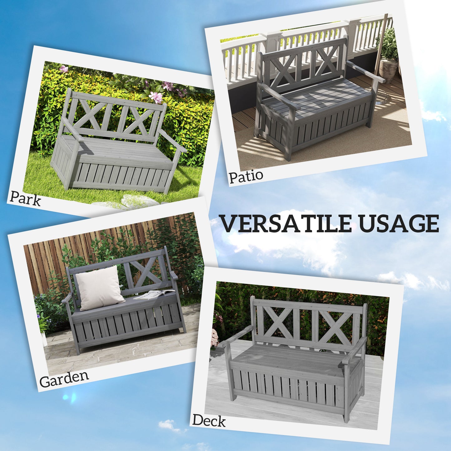 2-Seater Garden Storage Bench