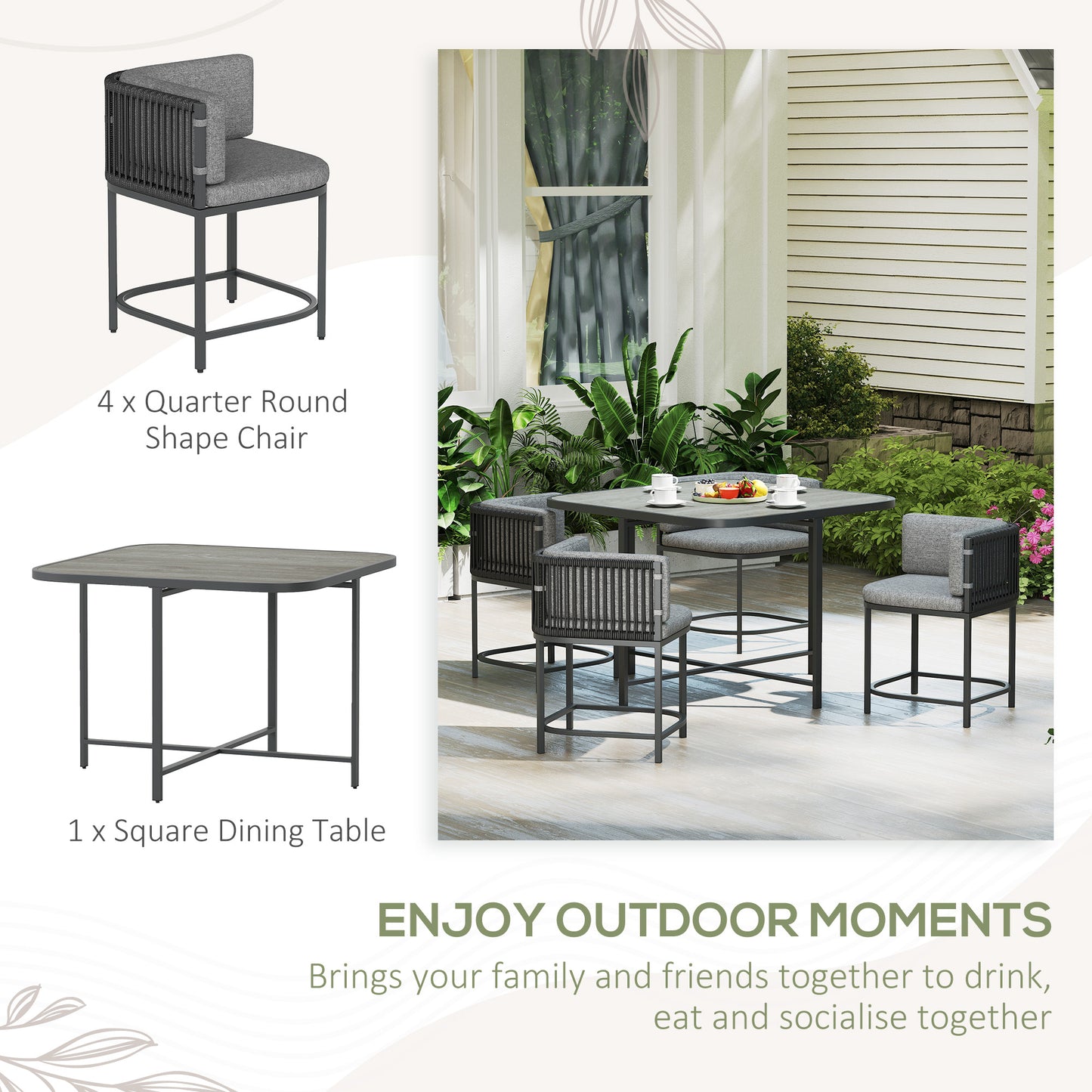 4-Seater Rattan Cube Garden Furniture Set with Cushions