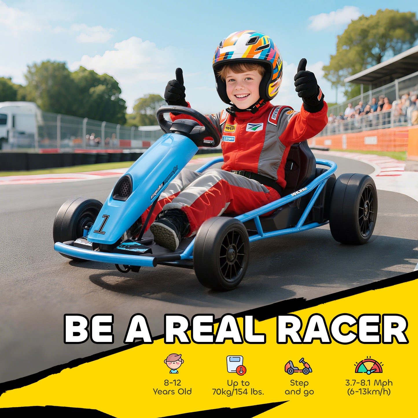 24V Drift Kart, Electric Ride-On Racing Go Kart w/ 2 Speeds