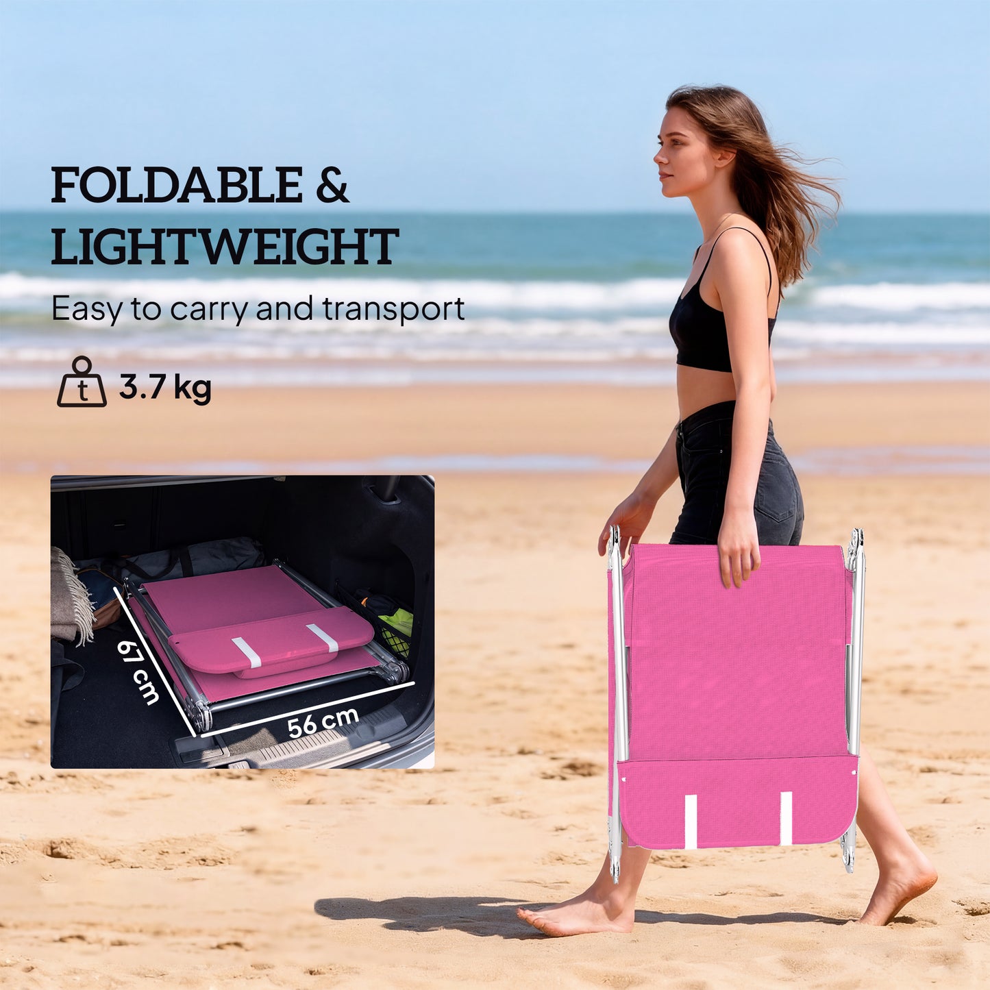 Folding Sun Lounger with Head Pillow