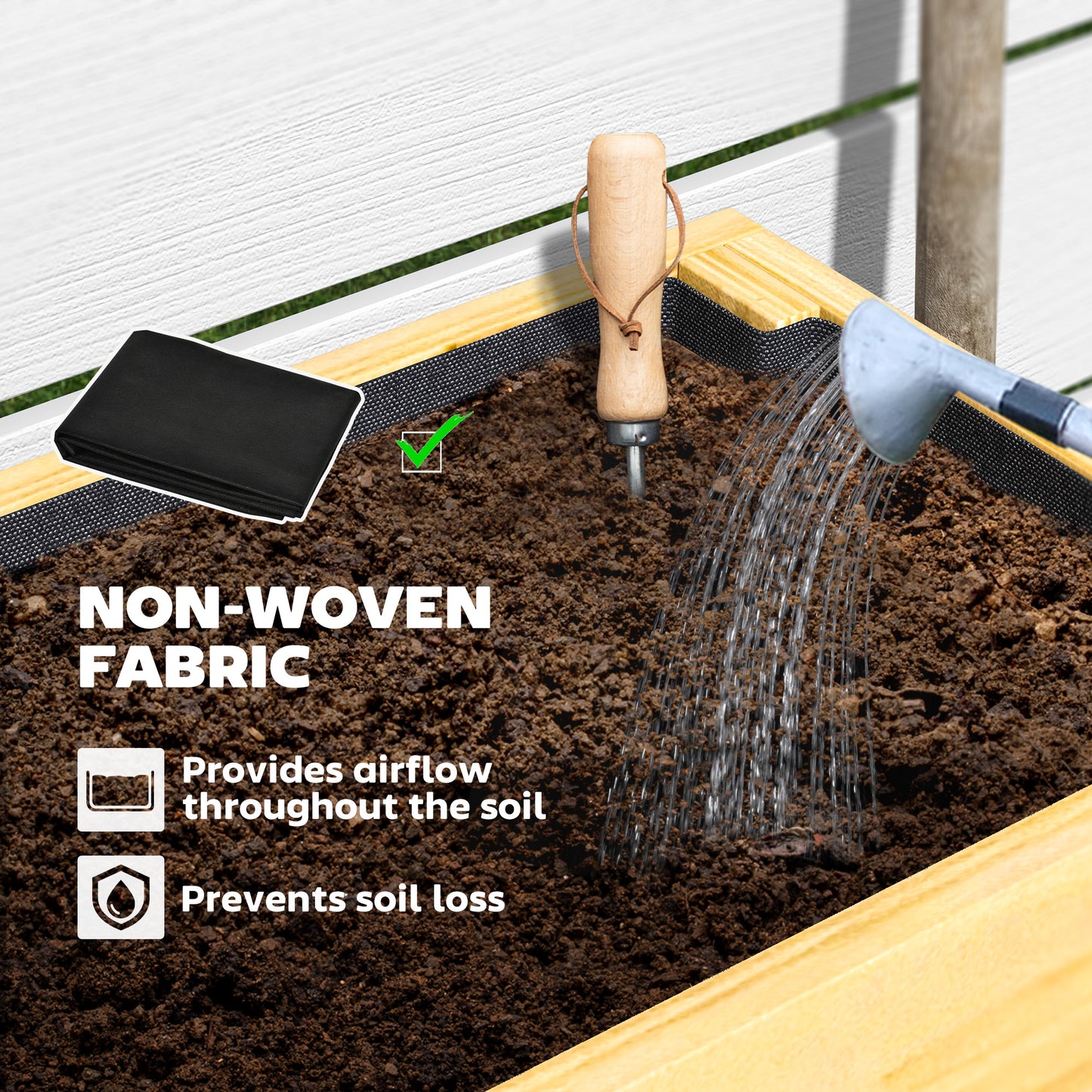 Wooden Raised Garden Bed, Elevated Planter Box with Bed Liner
