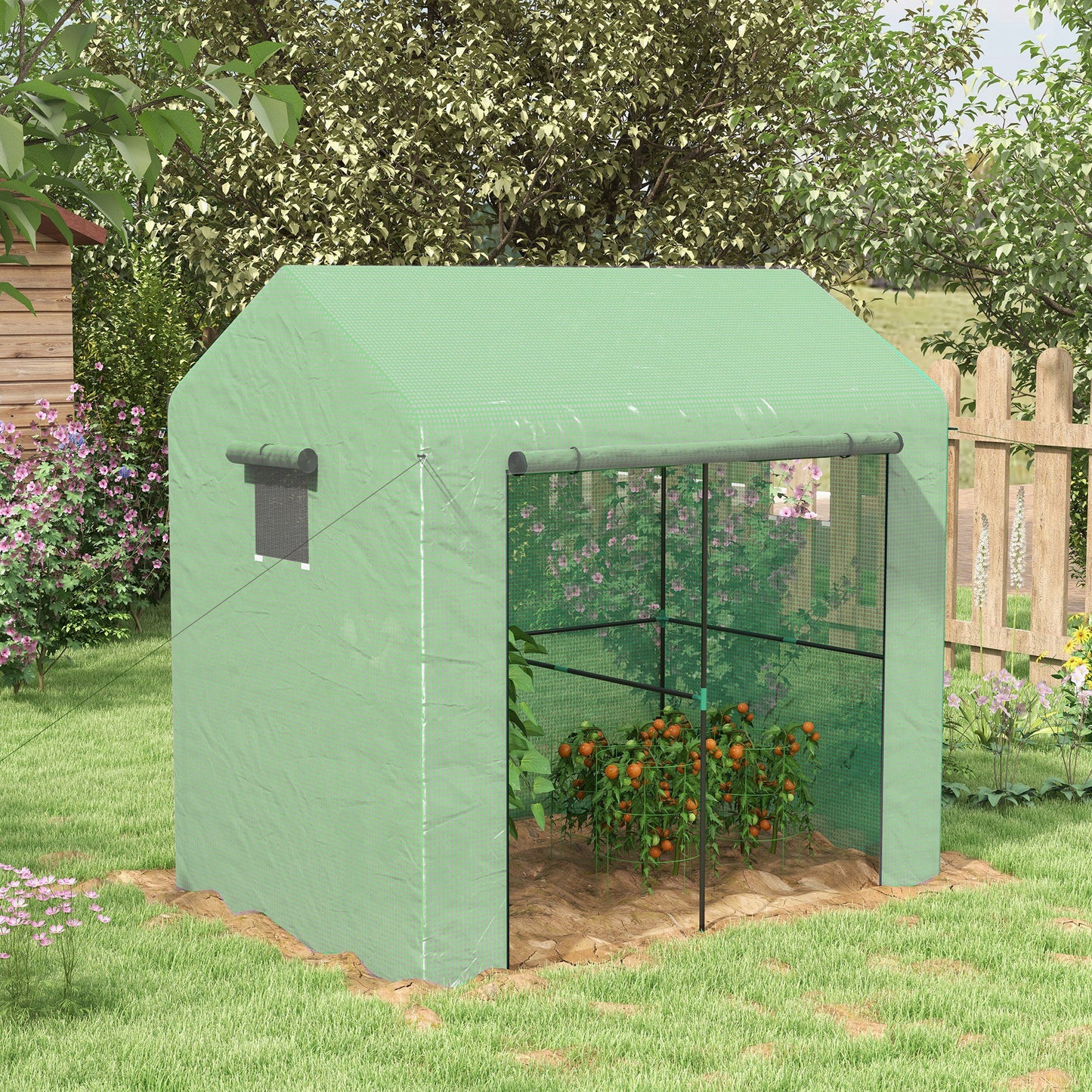 Greenhouse, Walk-in Garden Grow House with Roll-up Door