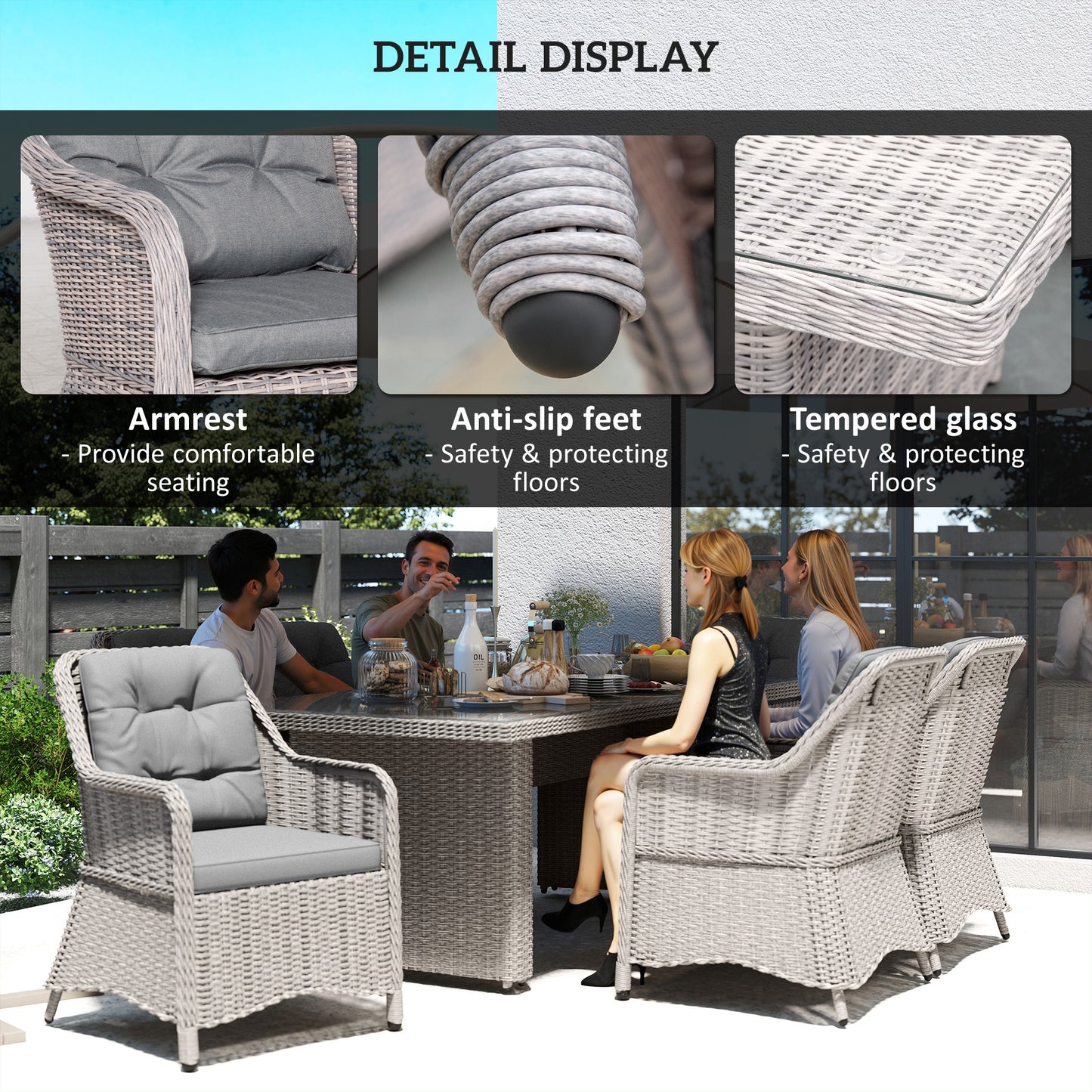Seven-Piece Rattan Dining Set