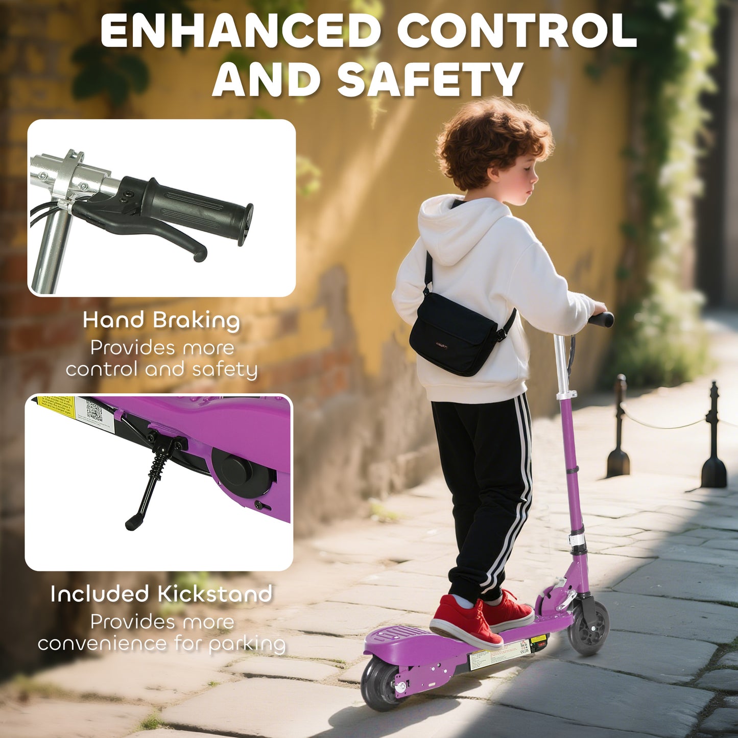 Foldable Electric Kids Scooter, Ride-on for Ages 7-14 Years