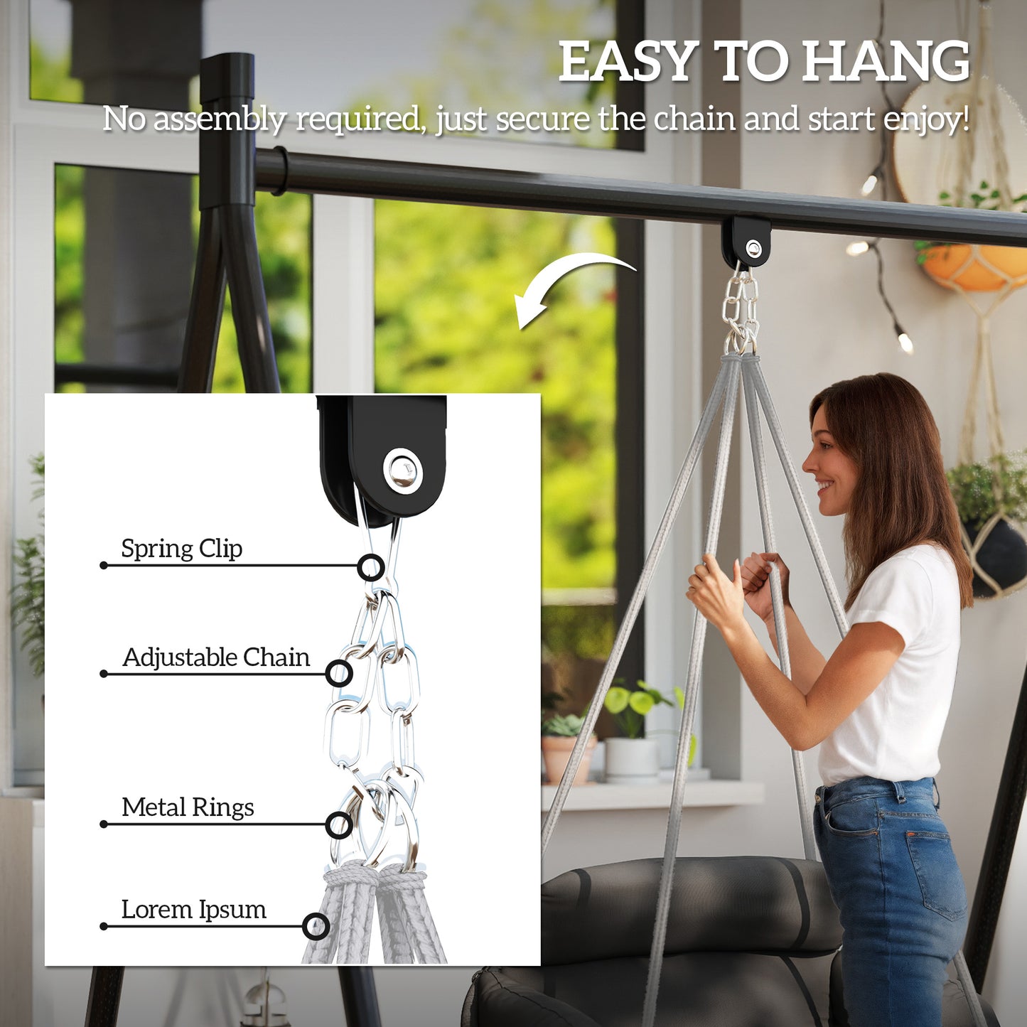 Hanging Chair Outdoor Hammock Chair with Soft Cushion