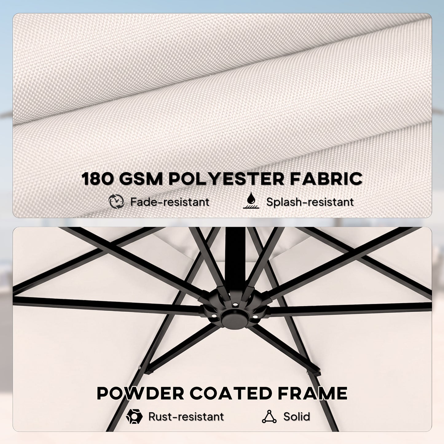 3 m Garden Cantilever Parasol with Cover