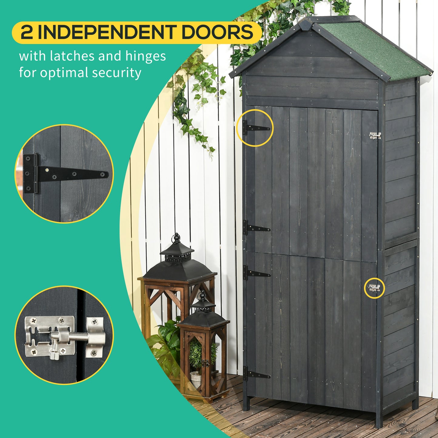 Garden Shed 4-Tier Wooden Garden Outdoor Shed 3 Shelves Utility