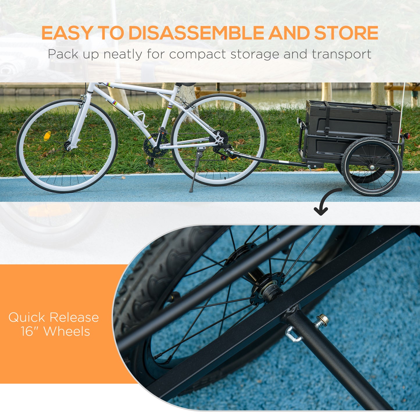 65L Steel Frame Bike Trailer Storage Box