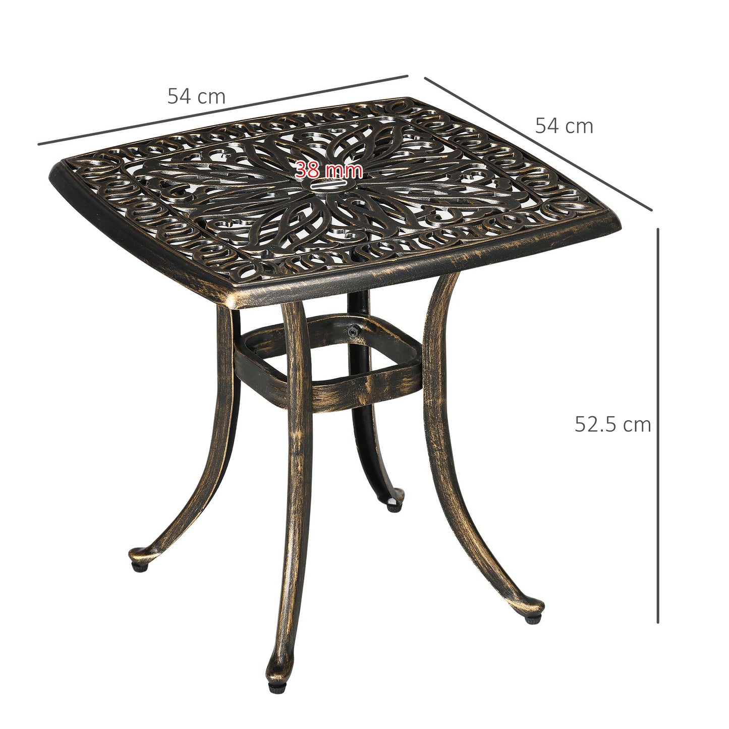 Outdoor Patio Side Table with 38mm Dia. Umbrella Hole