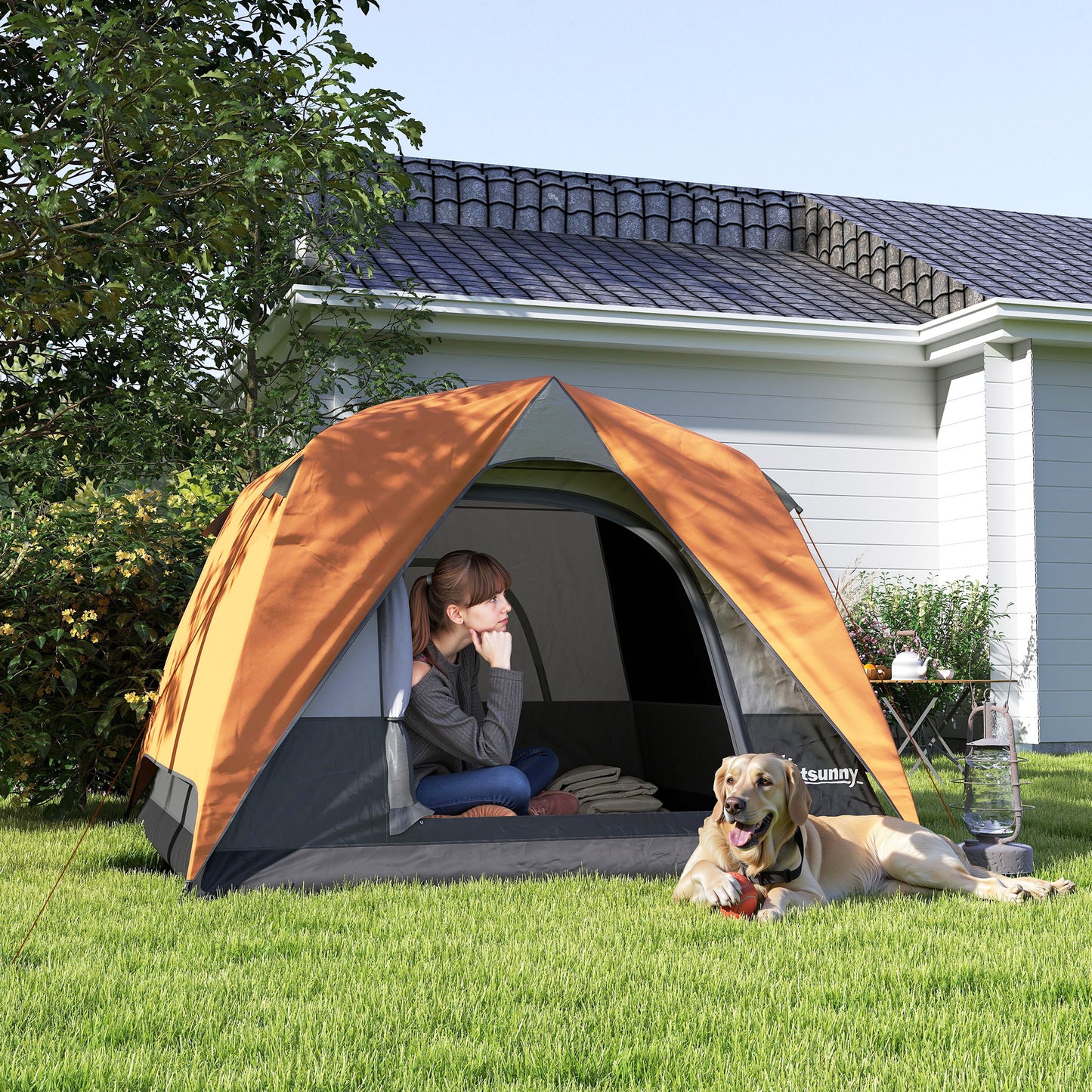 3-4 Person Camping Tent, Easy Set Up Waterproof Dome Tent