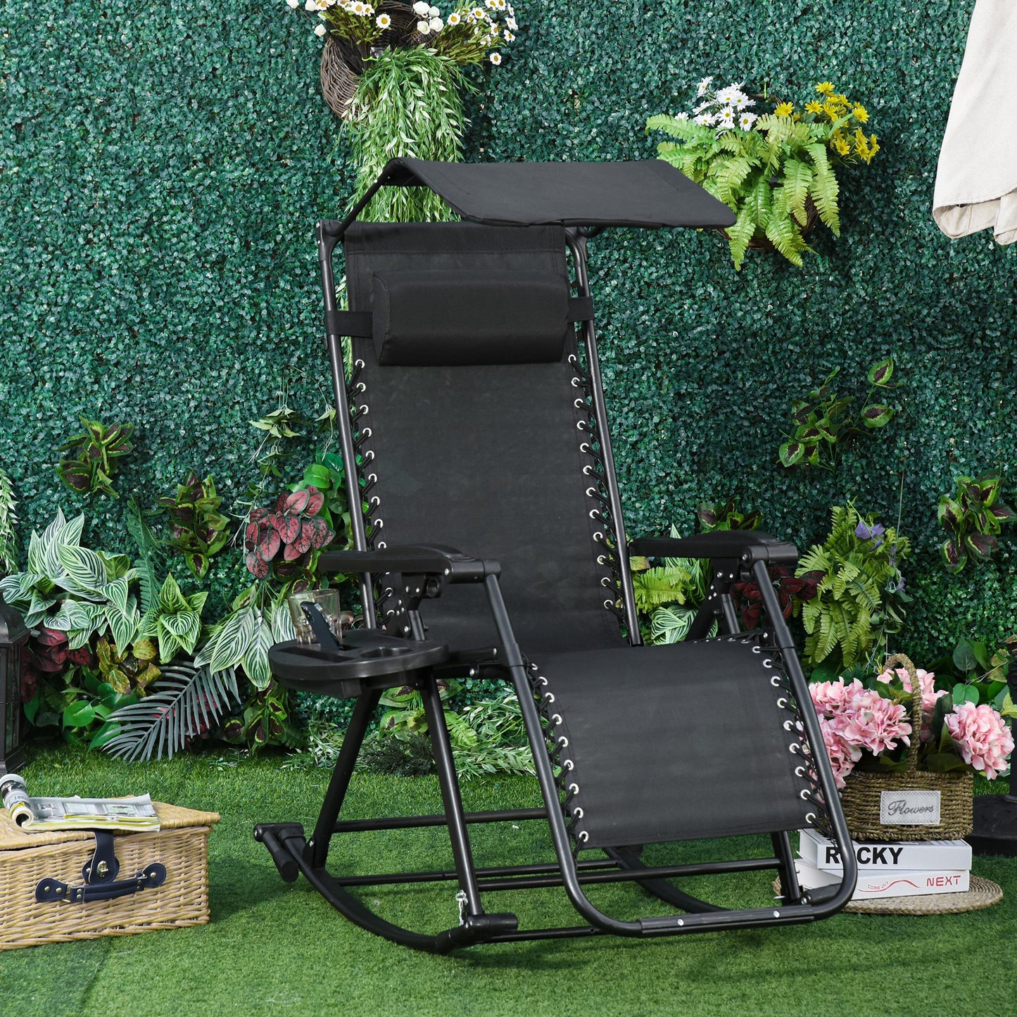 Garden Rocking Chair Folding Recliner Outdoor Adjustable Sun