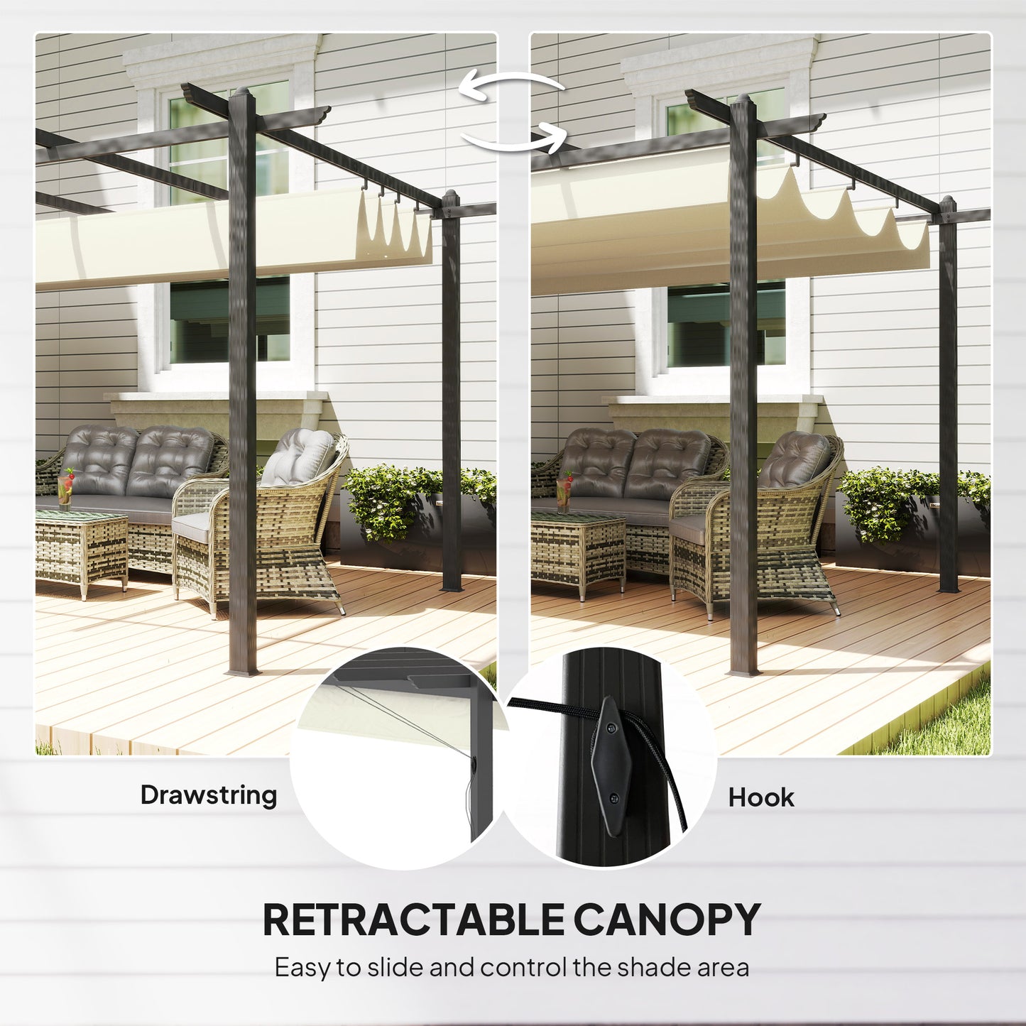 4 x 3(m) Aluminium Pergola with Retractable Roof