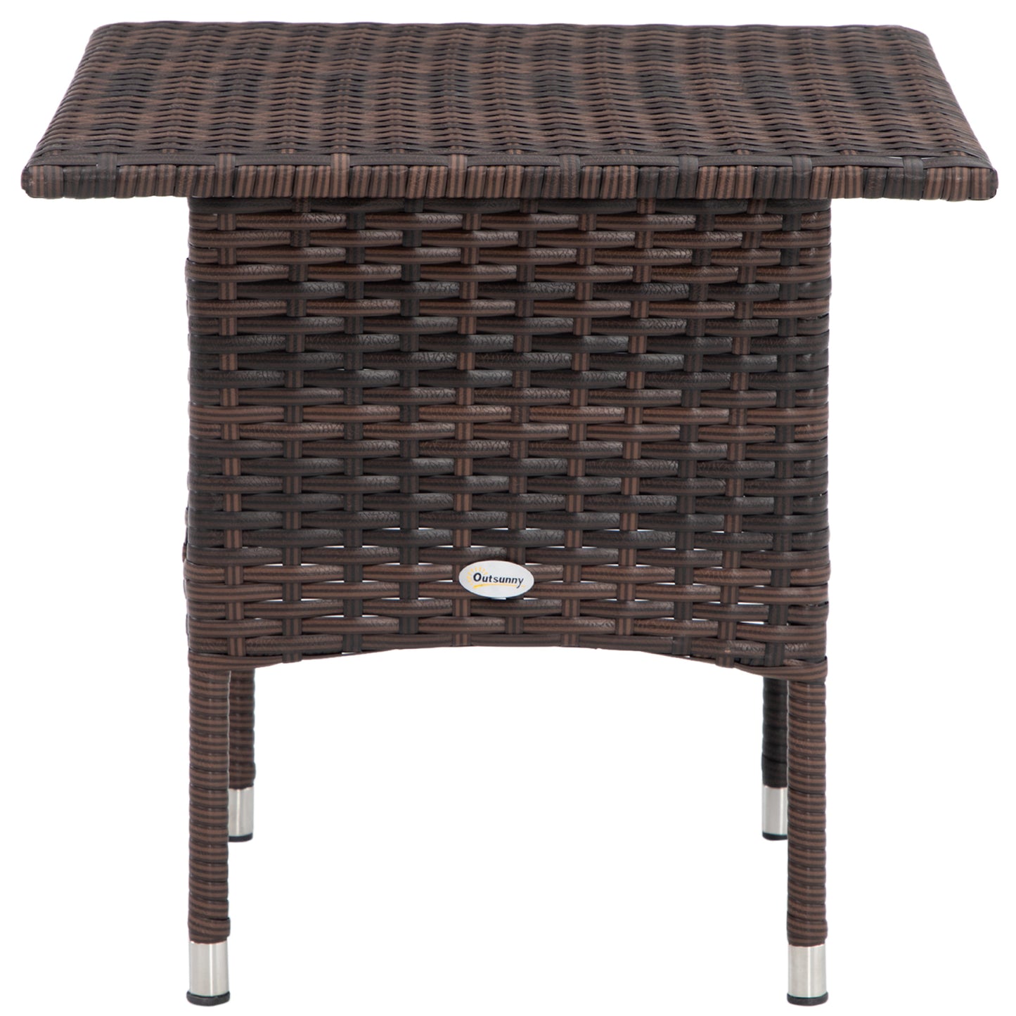 Outdoor Rattan Side Table Coffee Table with Plastic Board