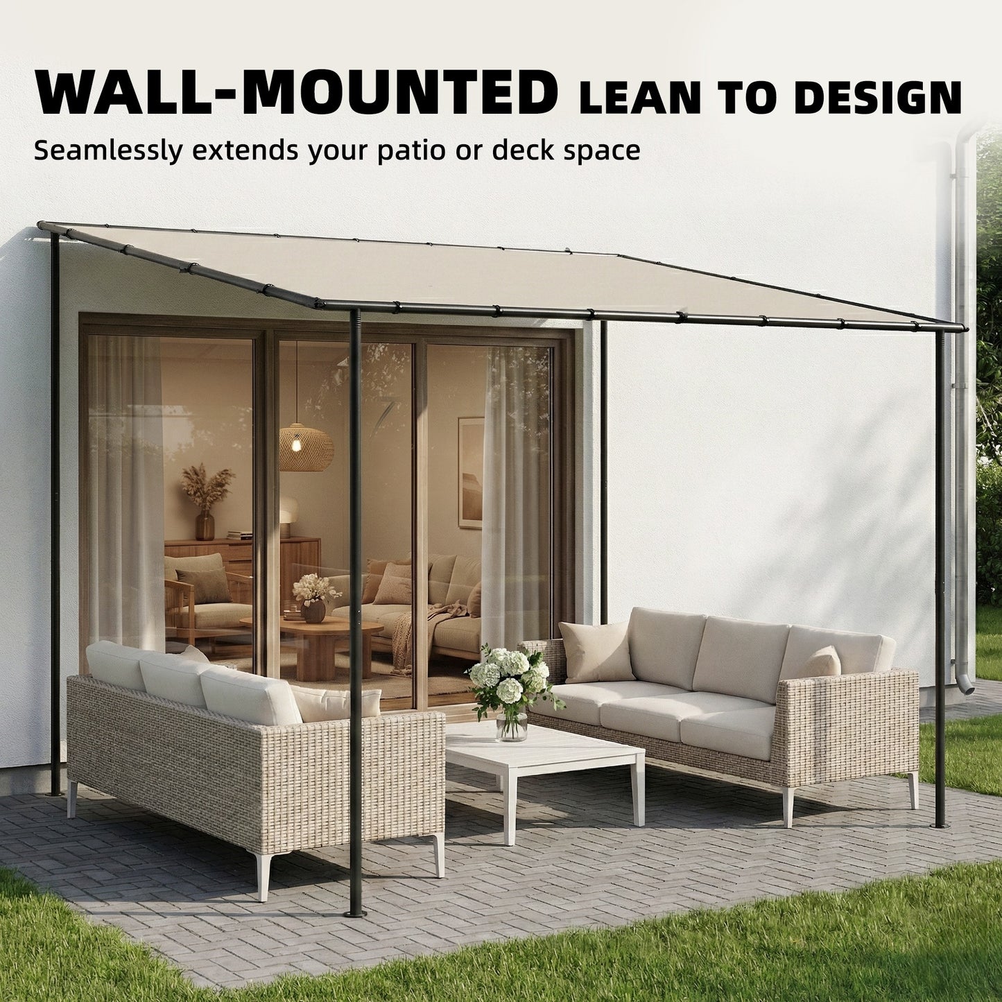 3 x 2 m Lean to Garden Pergola
