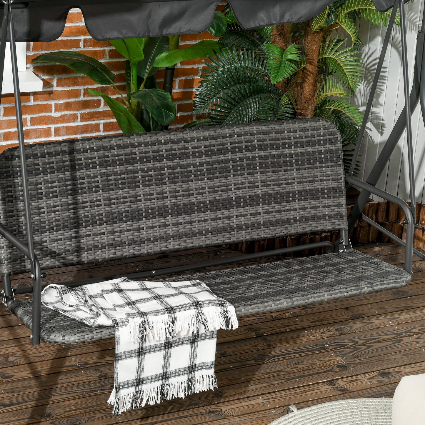 3-Seater Outdoor PE Rattan Swing Chair