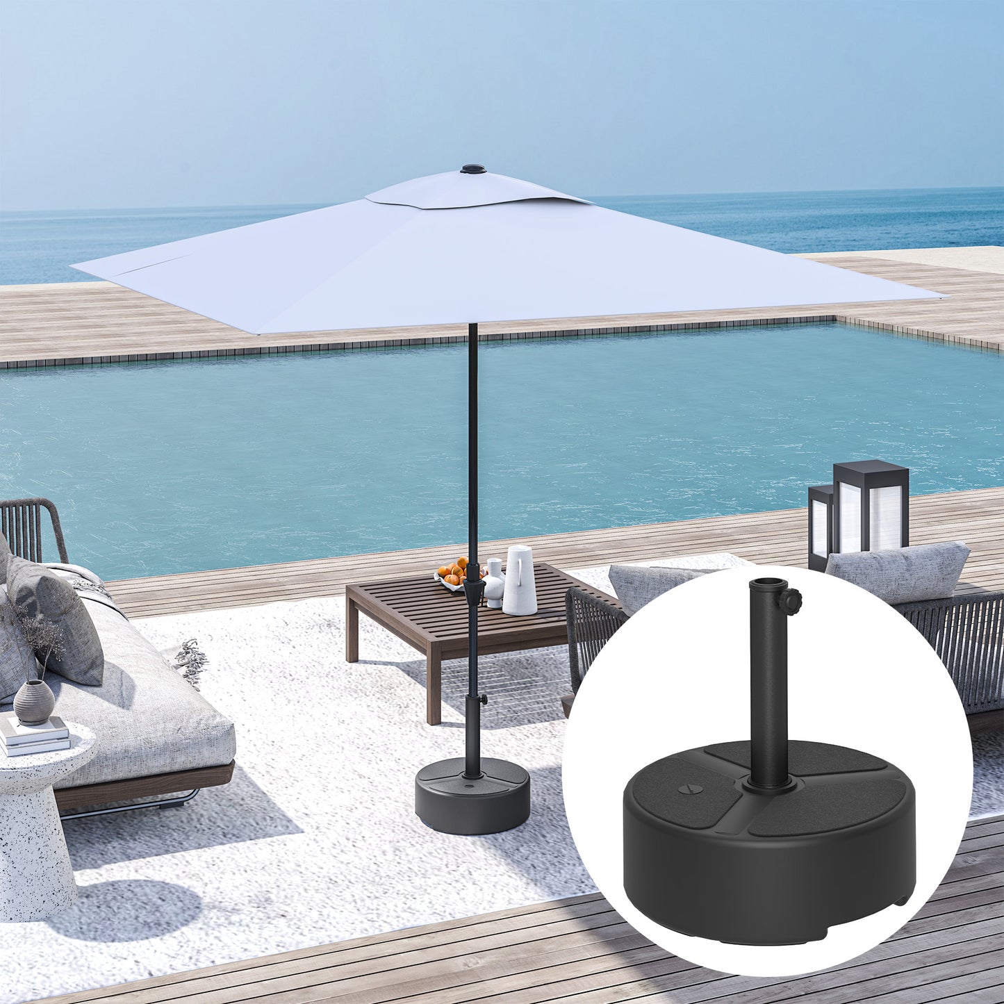 Round Garden Parasol Base, Garden Umbrella Stand Heavy Duty Parasol