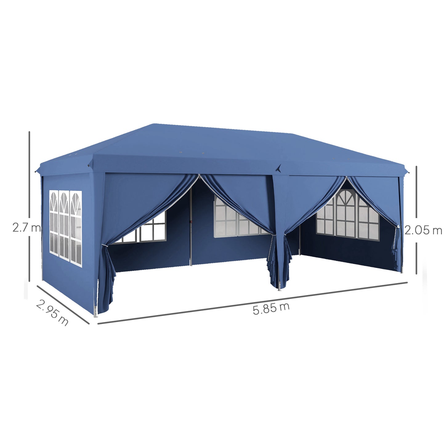 3 x 6m Pop-Up Gazebo, with Curtain Walls and Windows