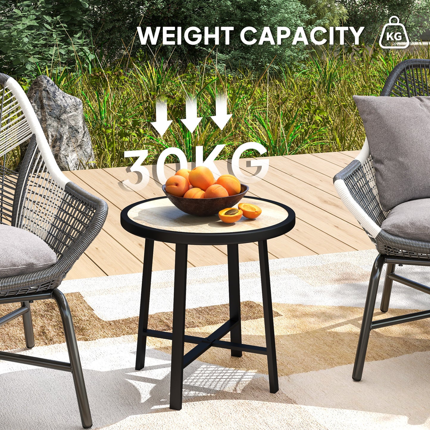 Round Small Garden Table, 50.5cm Outdoor Side Table (1)